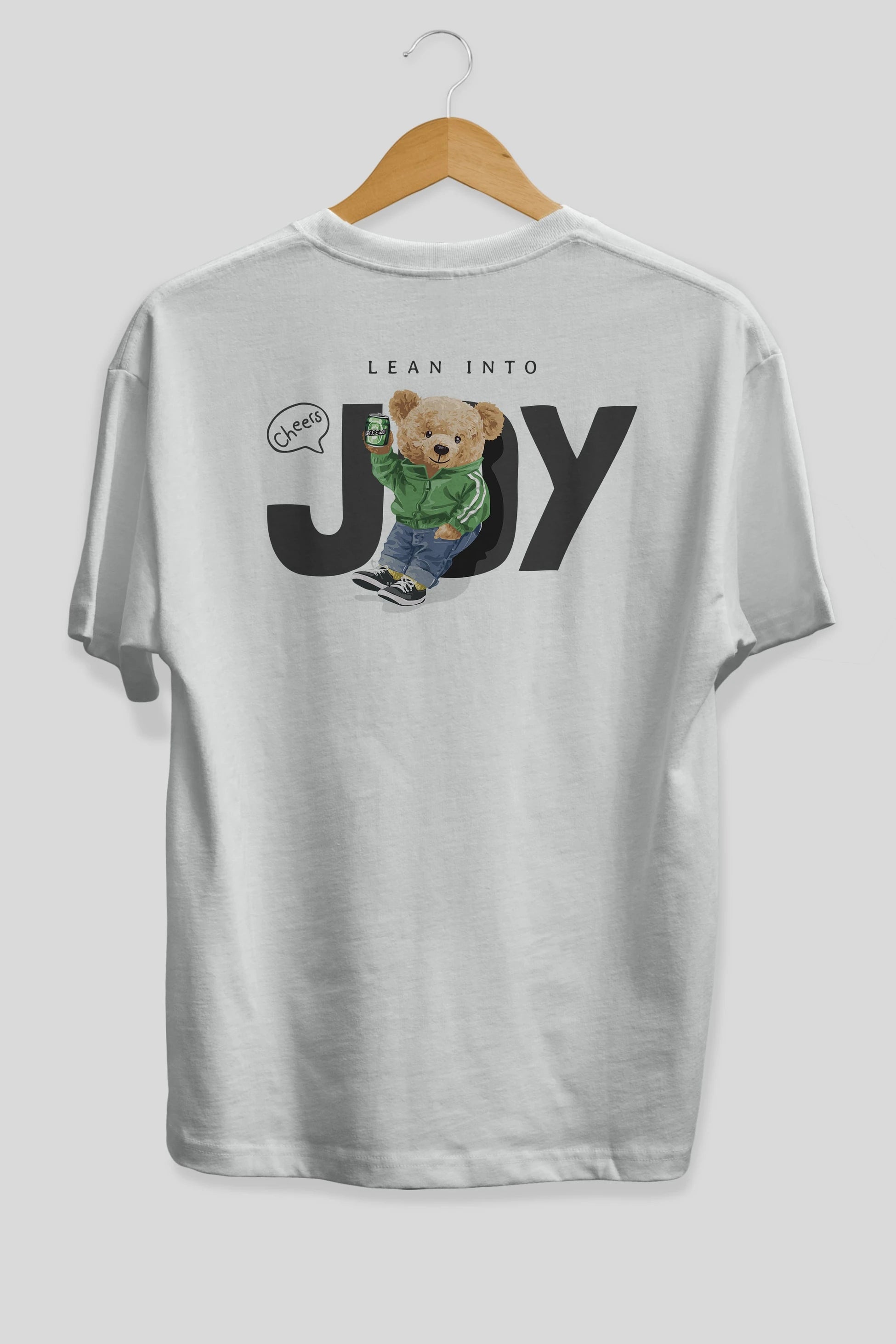 Teddy Bear Joy Arka Baskılı Oversize t-shirt Erkek Kadın Unisex %100 Pamuk
