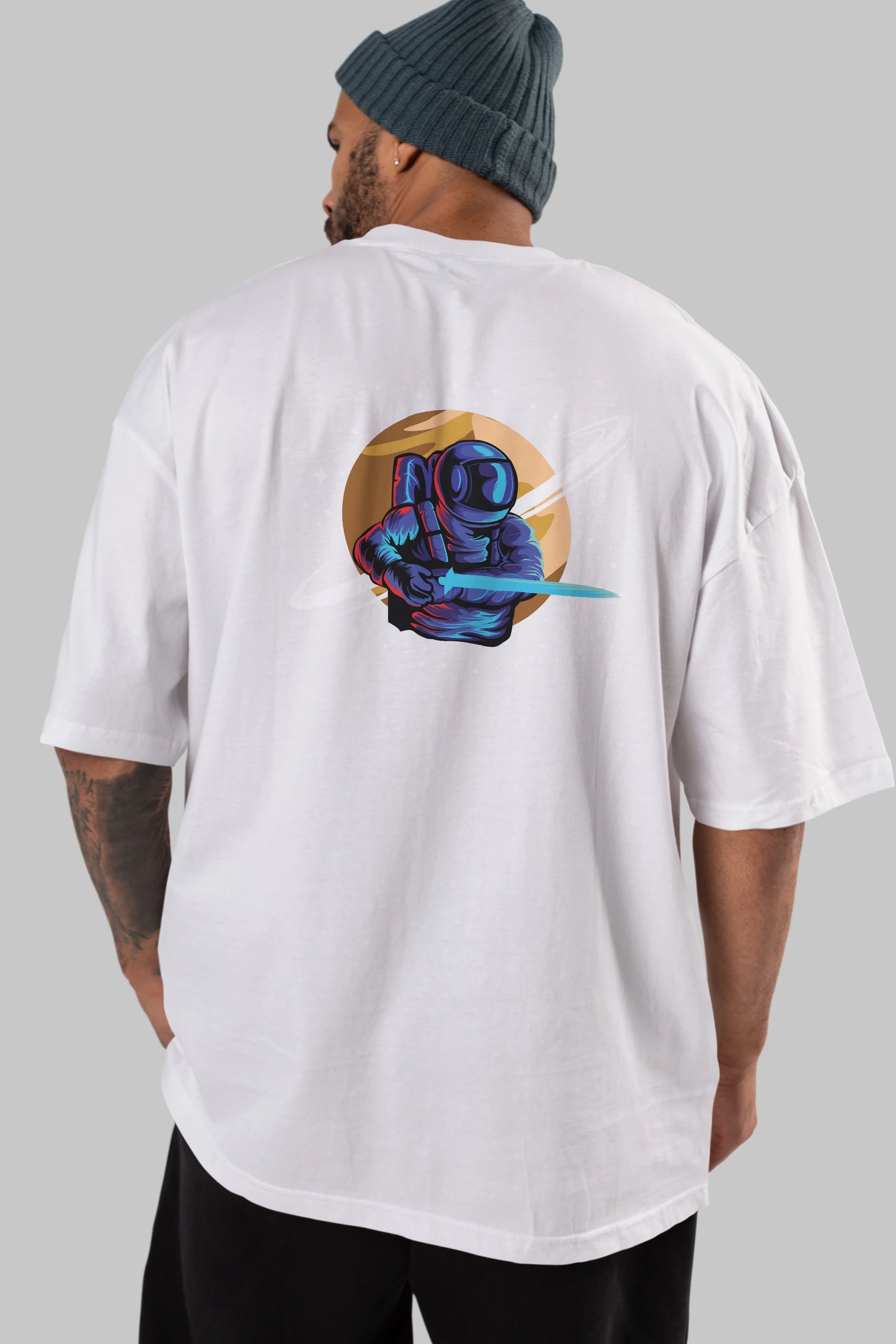 Astro Knight Arka Baskılı Oversize t-shirt Erkek Kadın Unisex