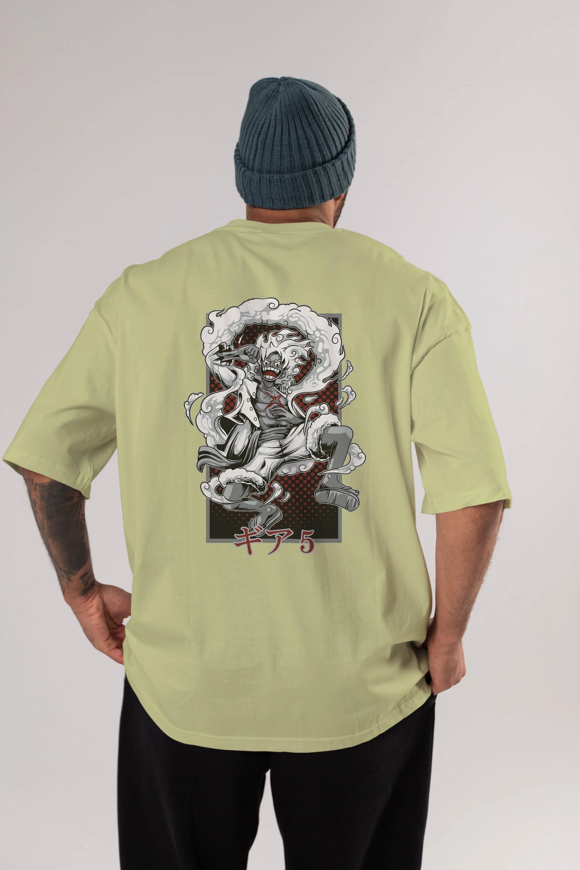 LUFFY GEAR 5 Anime Arka Baskılı Oversize t-shirt Erkek Kadın Unisex