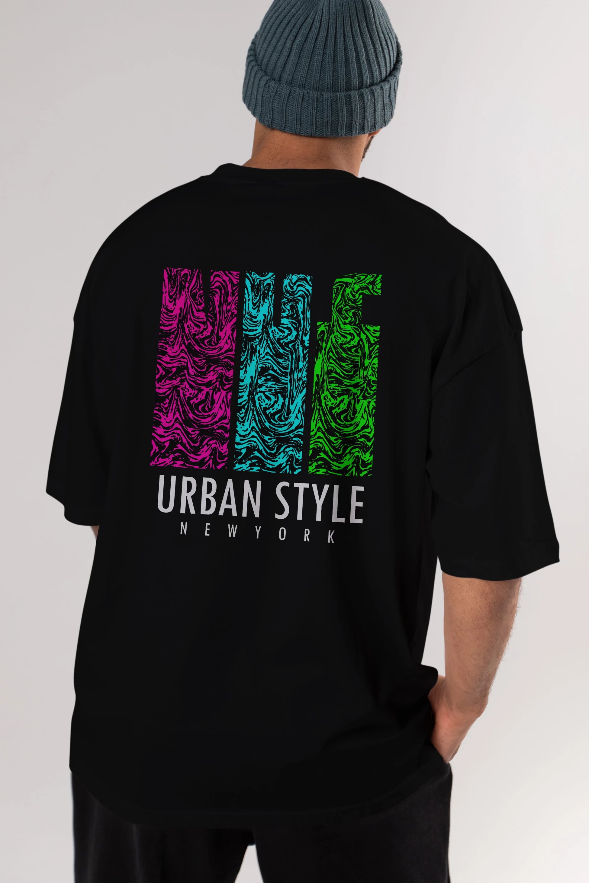 Urban Style Newyork Arka Baskılı Oversize t-shirt Erkek Kadın Unisex