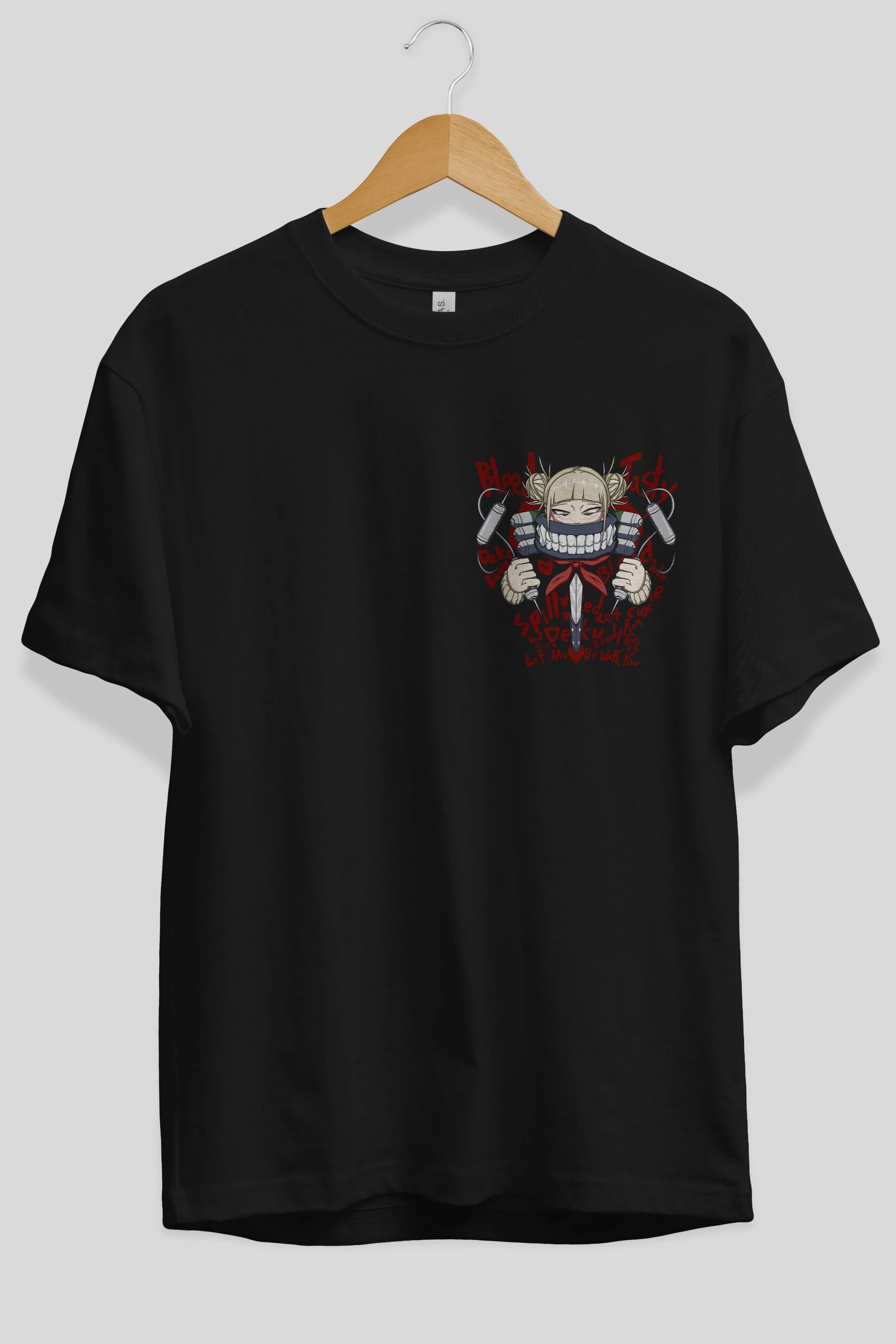 Himiko Toga 1 Ön Sol Baskılı Oversize t-shirt Erkek Kadın Unisex %100 Pamuk Bisiklet Yaka tişort