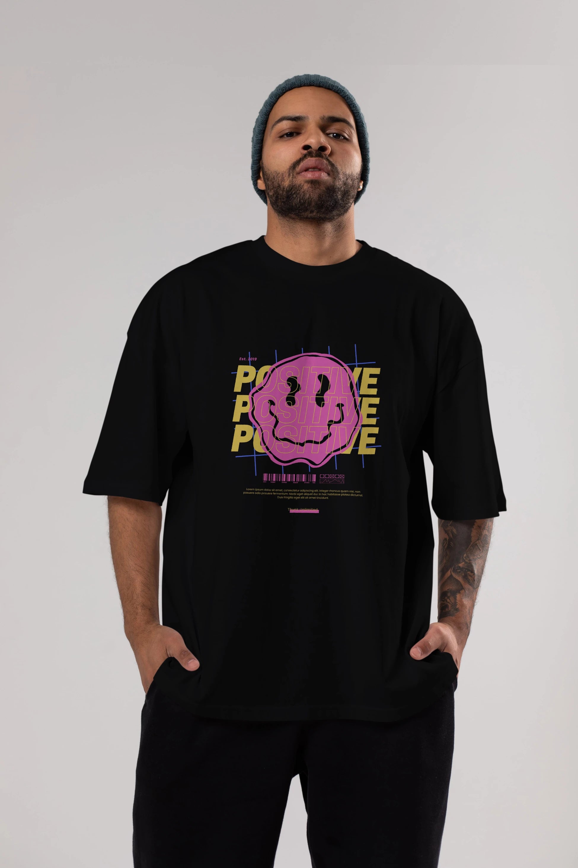 Positive 2 Ön Baskılı Oversize t-shirt Erkek Kadın Unisex