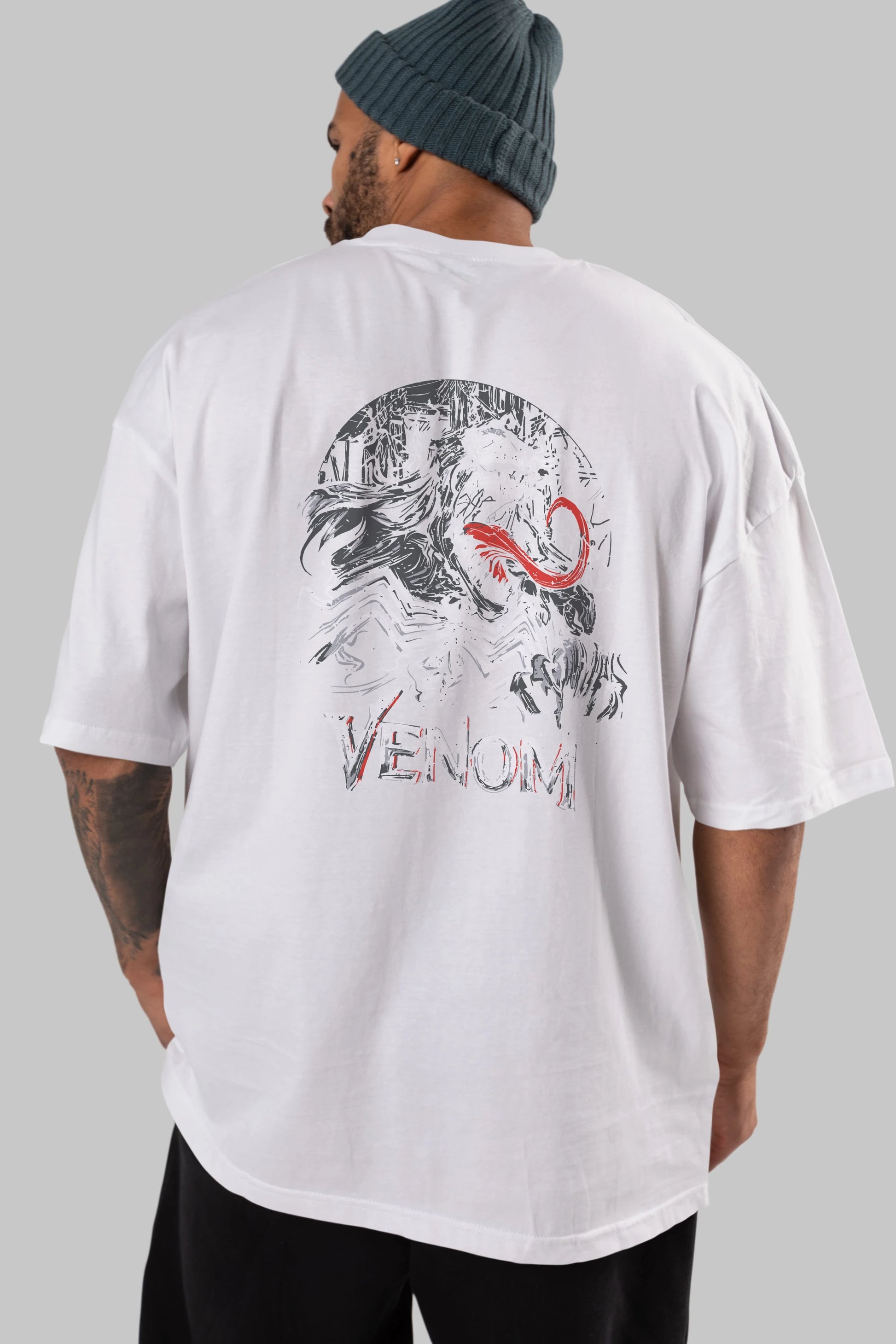 Venom (13) Arka Baskılı Oversize t-shirt Erkek Kadın Unisex %100 Pamuk Bisiklet Yaka tişort