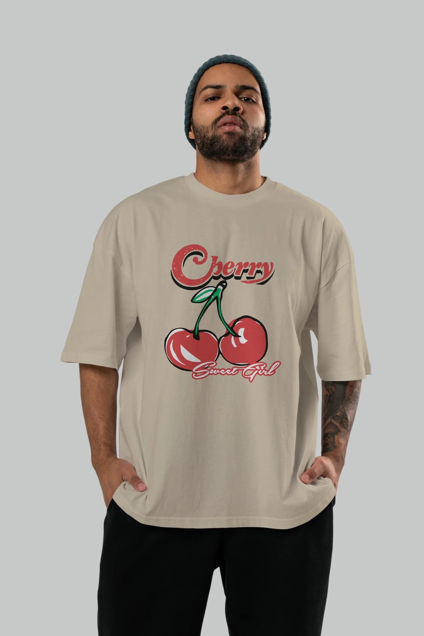 Cherry Cherries 8 Ön Baskılı Oversize t-shirt Erkek Kadın Pamuk Bisiklet Yaka tişort