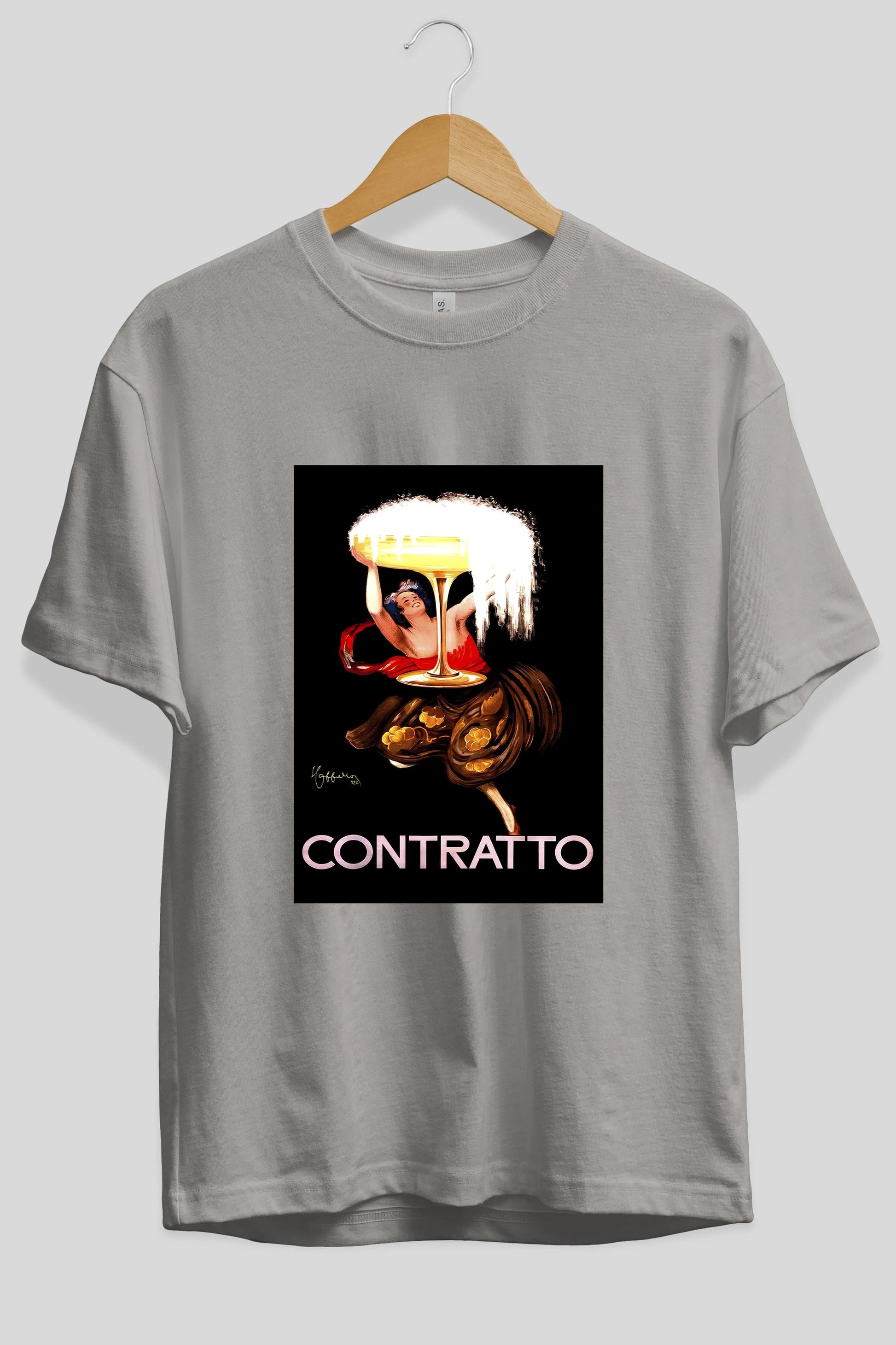 Contratto Ön Baskılı Oversize t-shirt Erkek Kadın Unisex %100 Pamuk Bisiklet Yaka tişort
