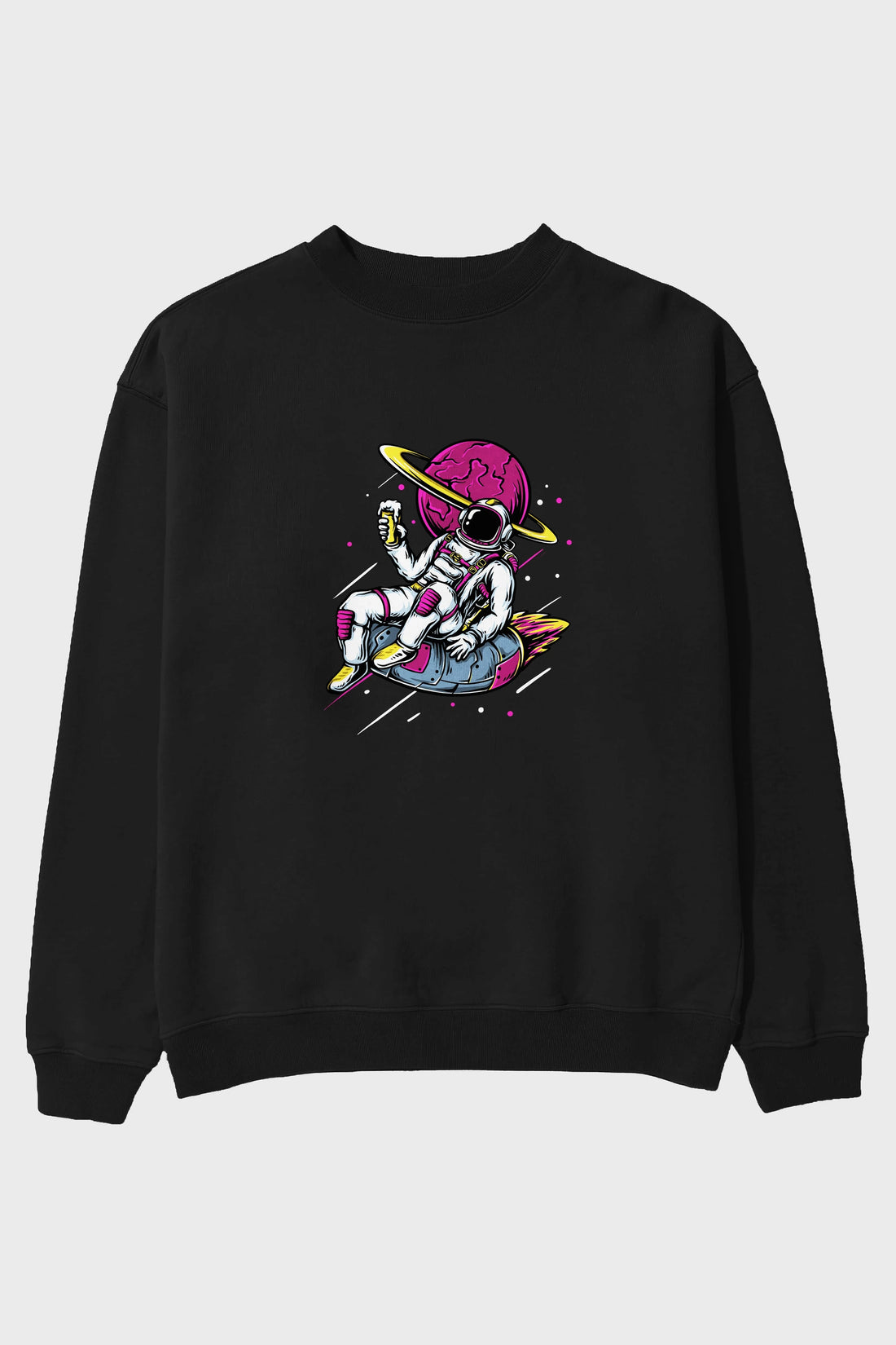 Astronaut Beer Ön Baskılı Oversize Sweatshirt Erkek Kadın Unisex