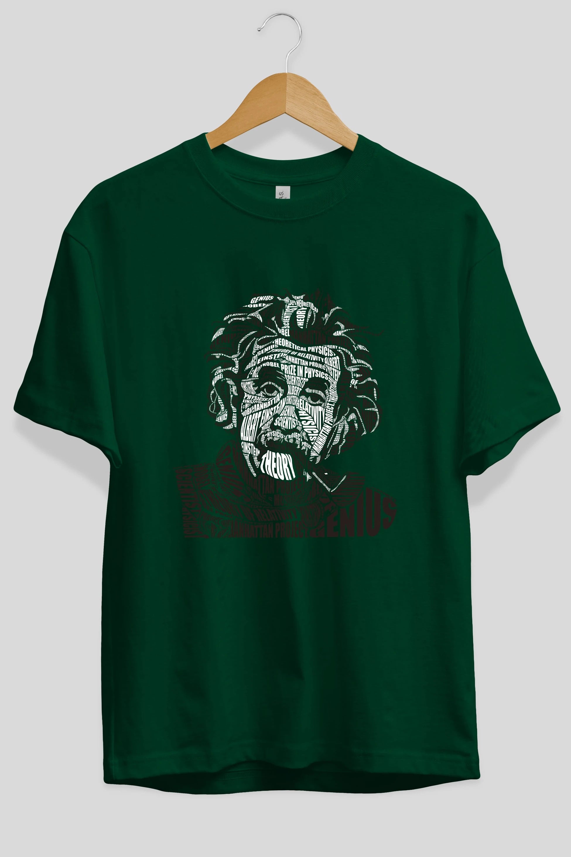 Einstein Calligram Ön Baskılı Oversize t-shirt %100 pamuk Erkek Kadın Unisex