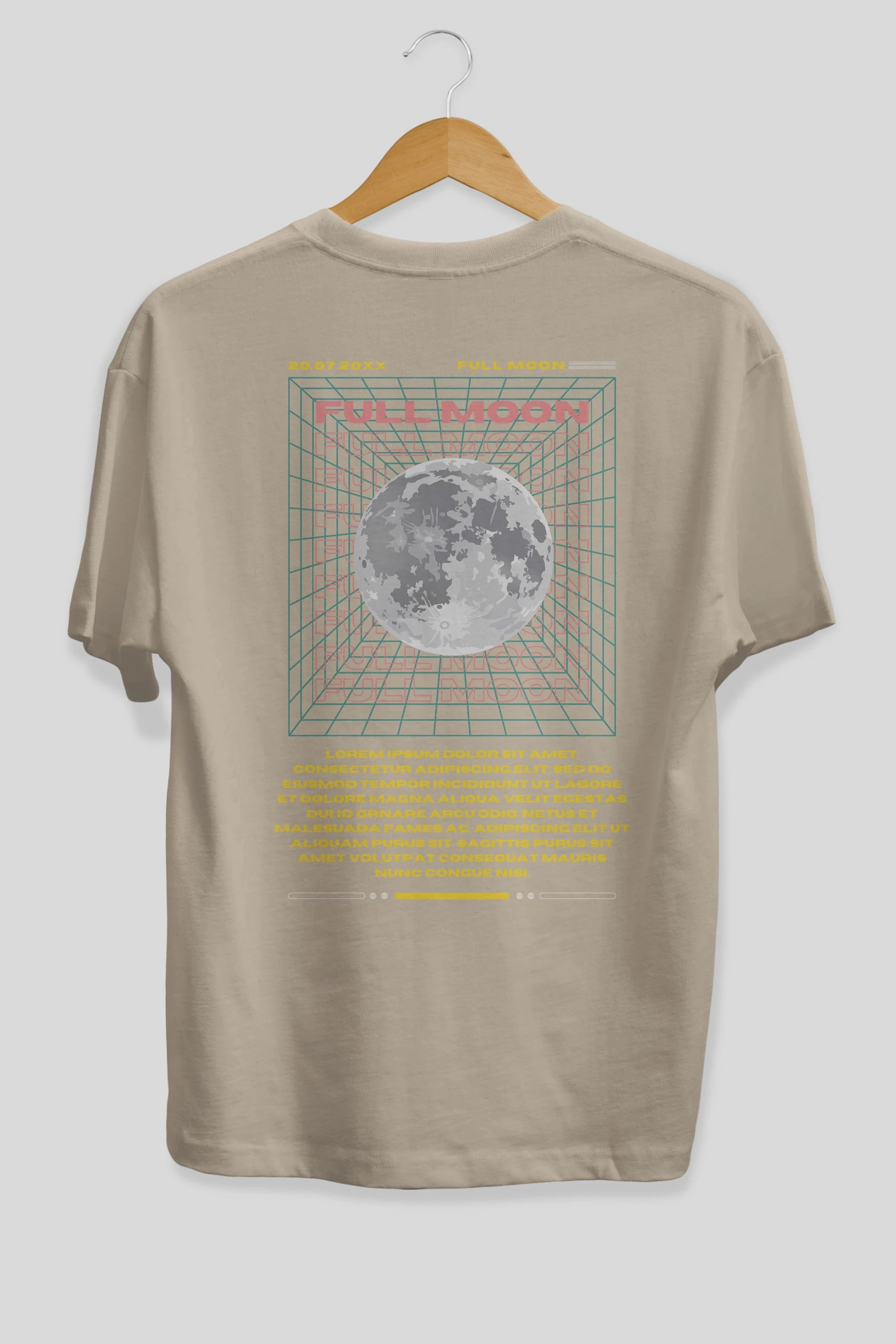 Full Moon Yazılı Arka Baskılı Oversize t-shirt Erkek Kadın Unisex