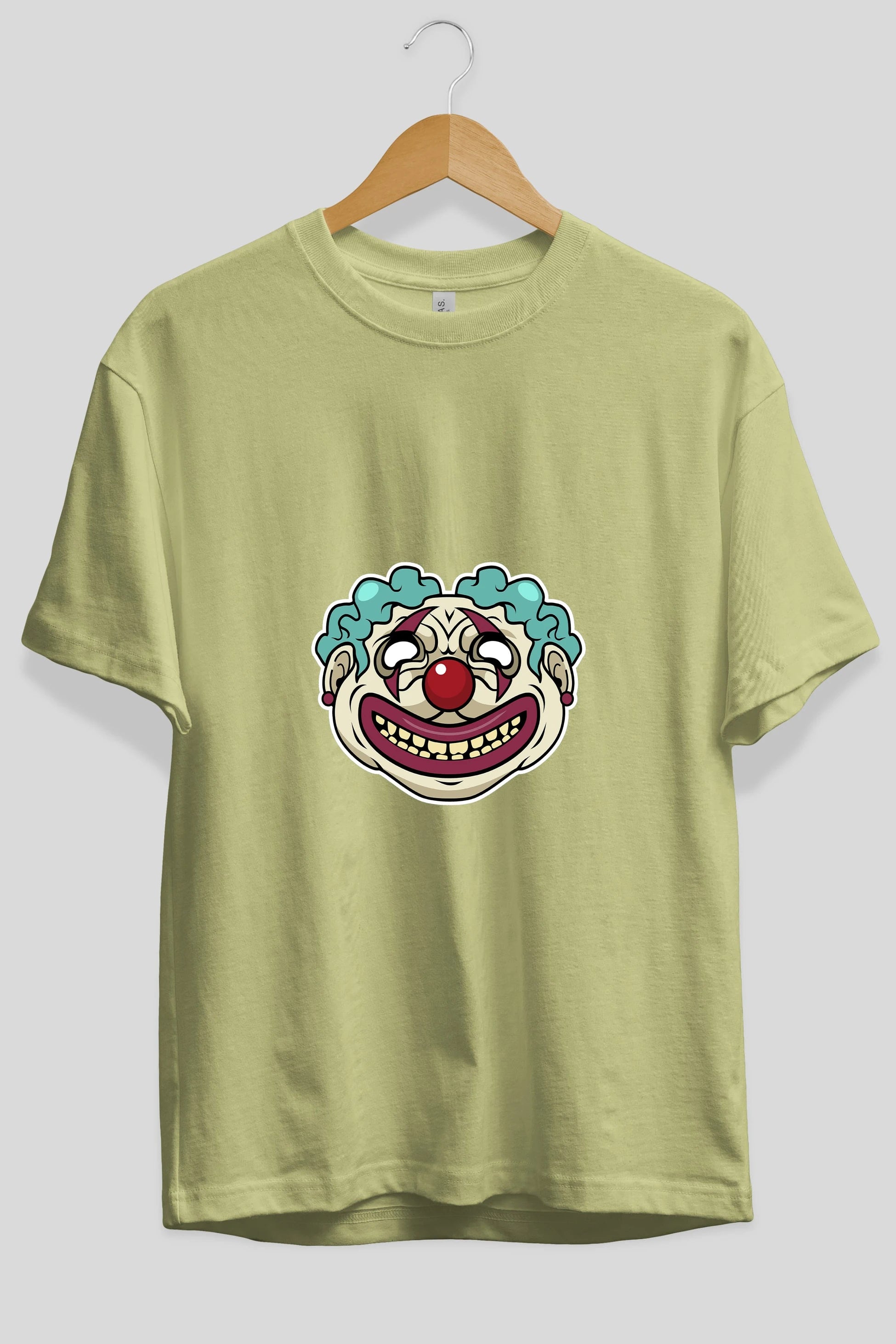 Clown Head Ön Baskılı Oversize t-shirt Erkek Kadın Unisex %100 Pamuk tişort