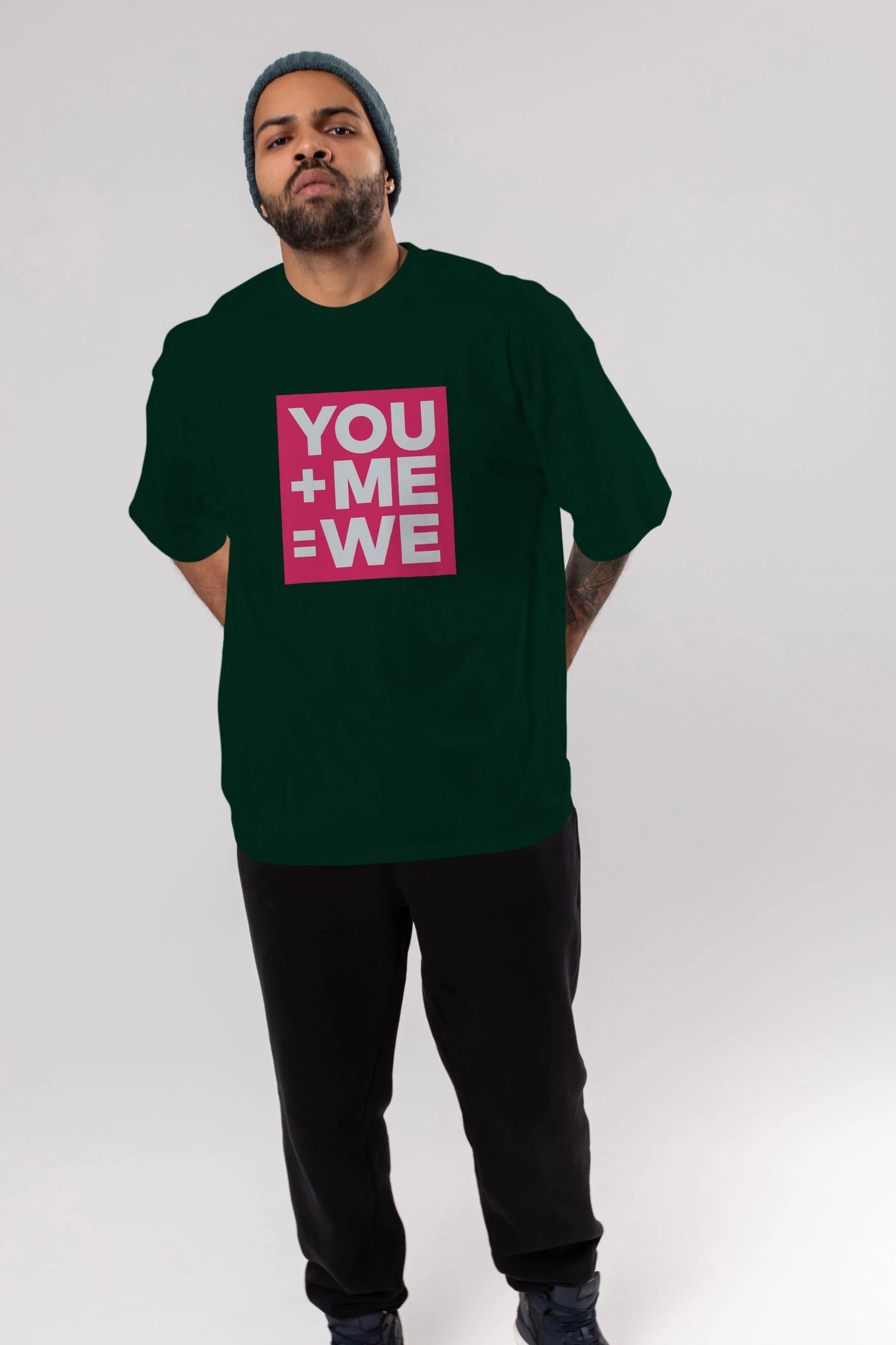 You Me We Yazılı Ön Baskılı Oversize t-shirt Erkek Kadın Unisex