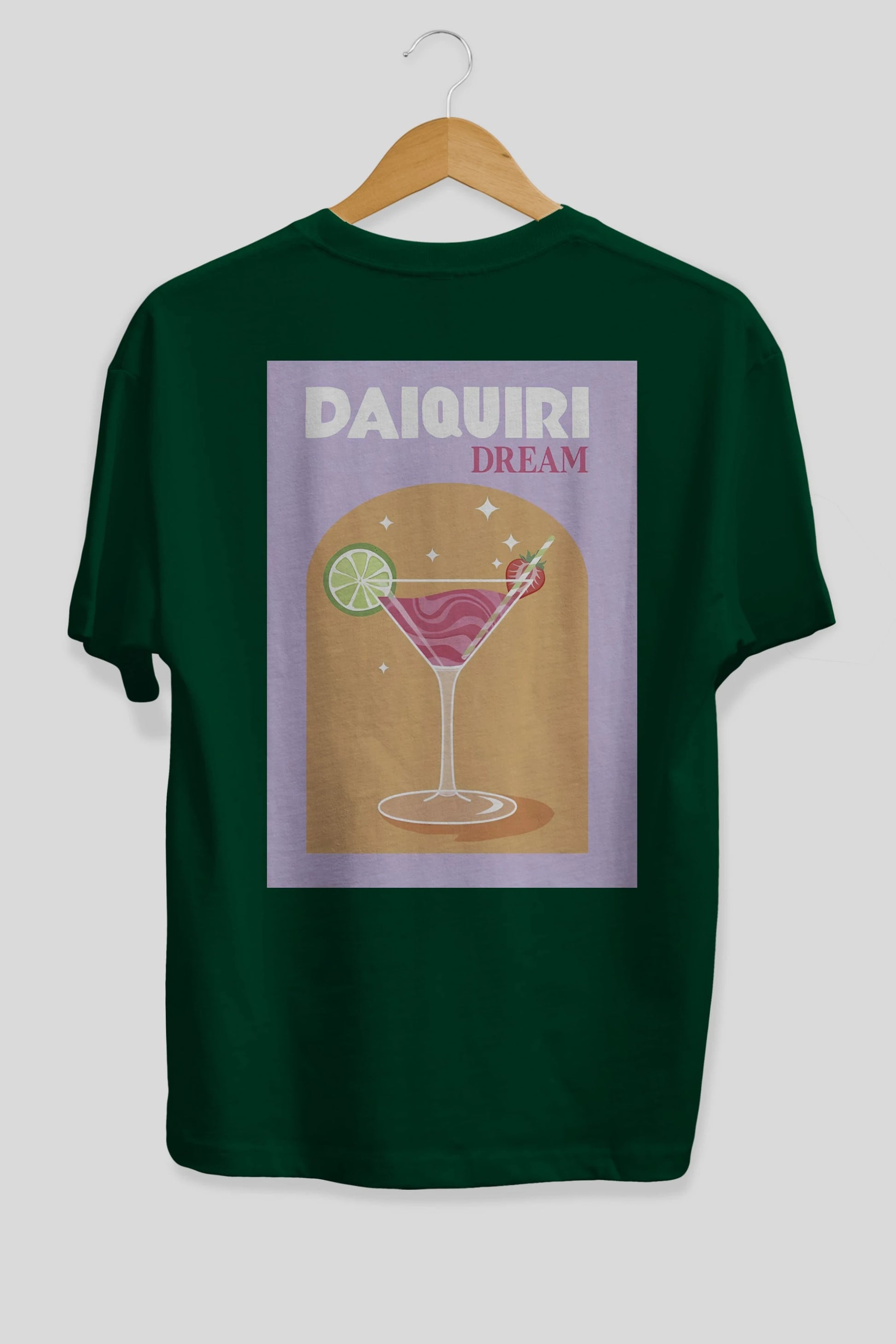 Daiquiri Dream Arka Baskılı Oversize t-shirt Erkek Kadın Unisex %100 Pamuk Bisiklet Yaka tişort