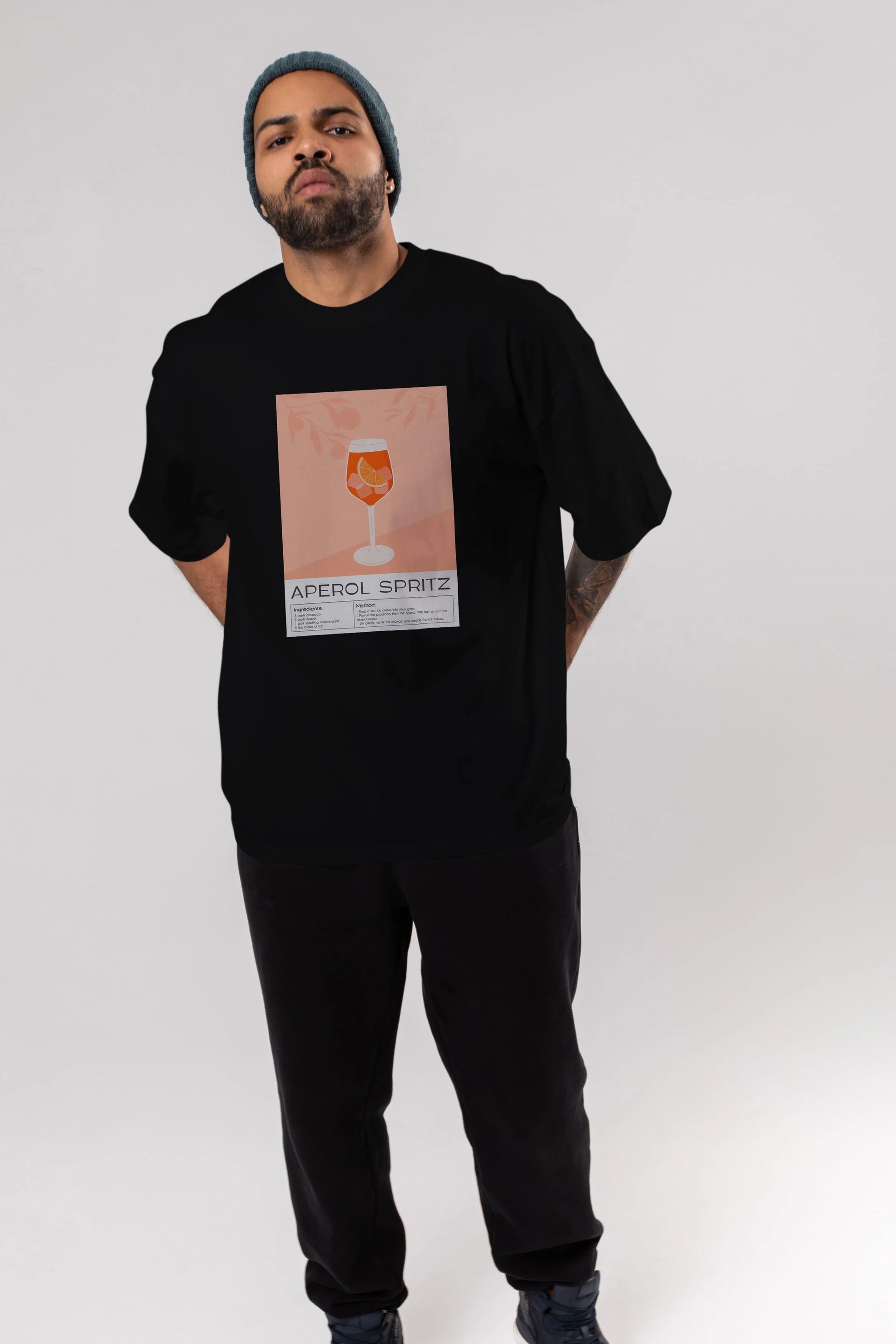 Aperol Spritz 7 Ön Baskılı Oversize t-shirt Erkek Kadın Unisex %100 Pamuk Bisiklet Yaka tişort