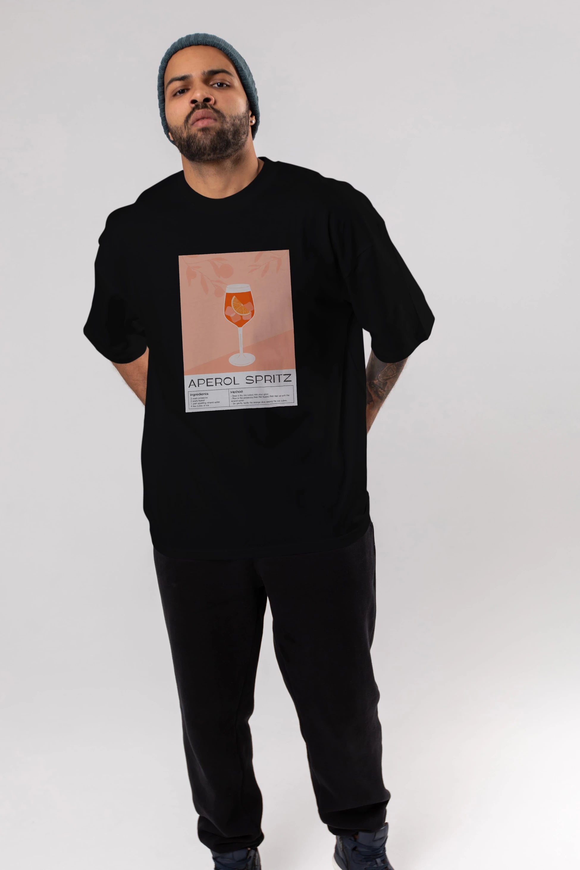 Aperol Spritz 7 Ön Baskılı Oversize t-shirt Erkek Kadın Unisex %100 Pamuk Bisiklet Yaka tişort