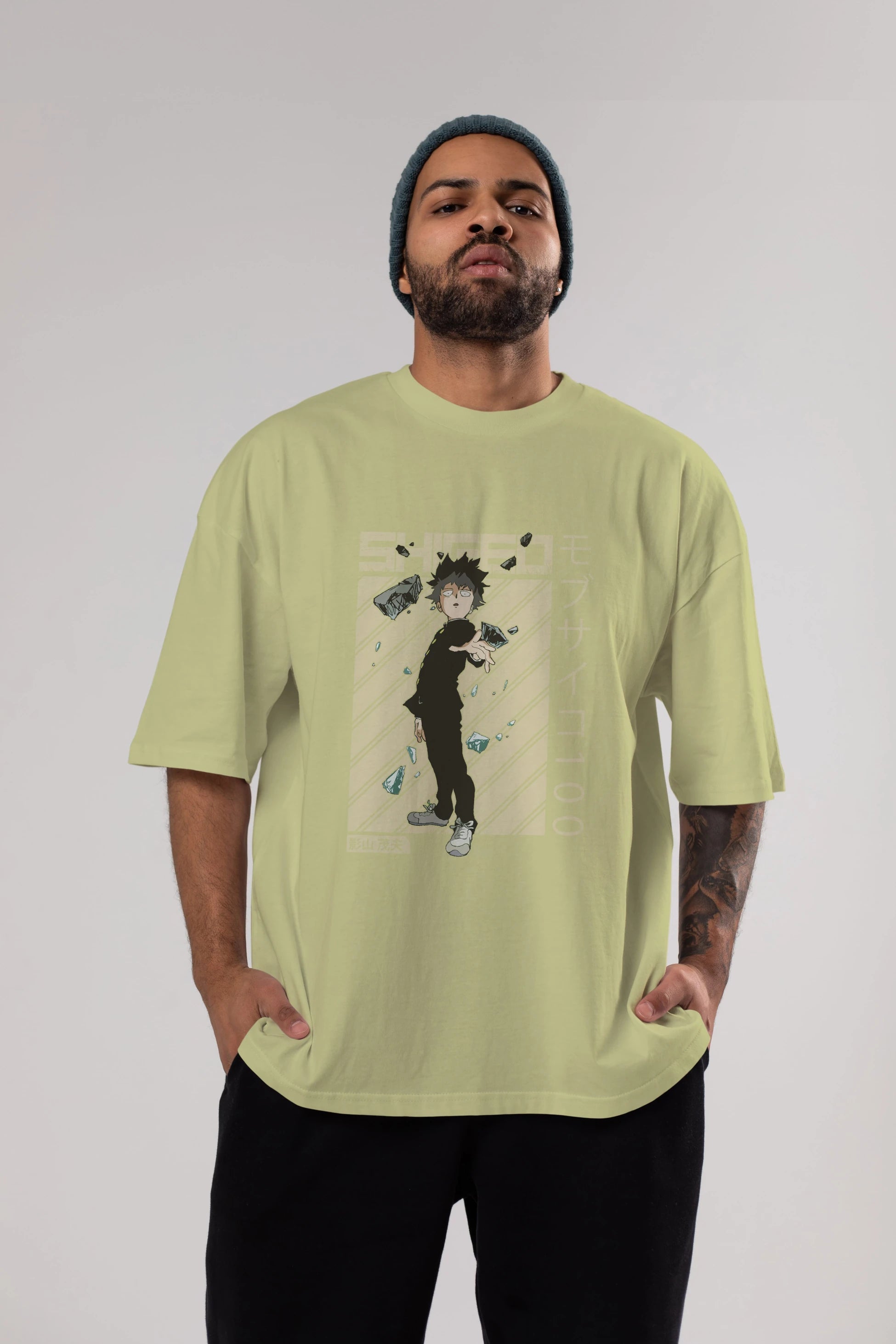 Shigeo Kageyama 3 Anime Ön Baskılı Oversize t-shirt %100 pamuk Erkek Kadın Unisex