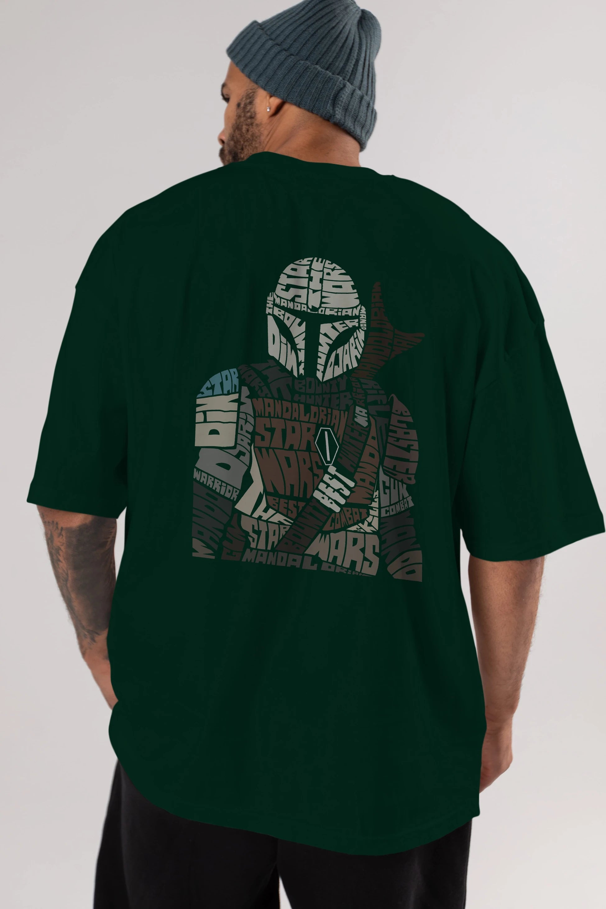 Mandalorian Arka Baskılı Oversize t-shirt %100 pamuk Erkek Kadın Unisex