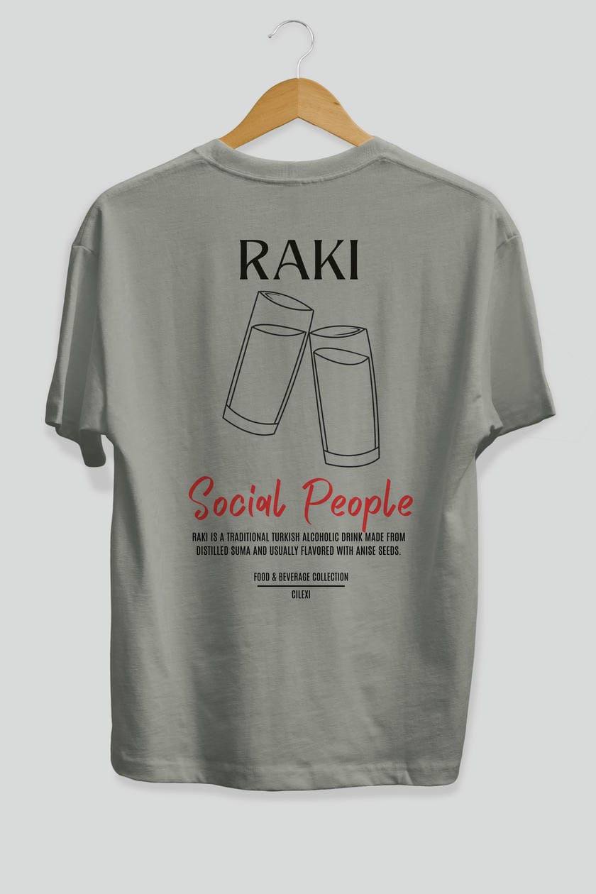 Rakı Kokteyl Serisi Baskılı Oversize t-shirt Erkek Kadın Unisex %100 Pamuk Bisiklet Yaka tişort