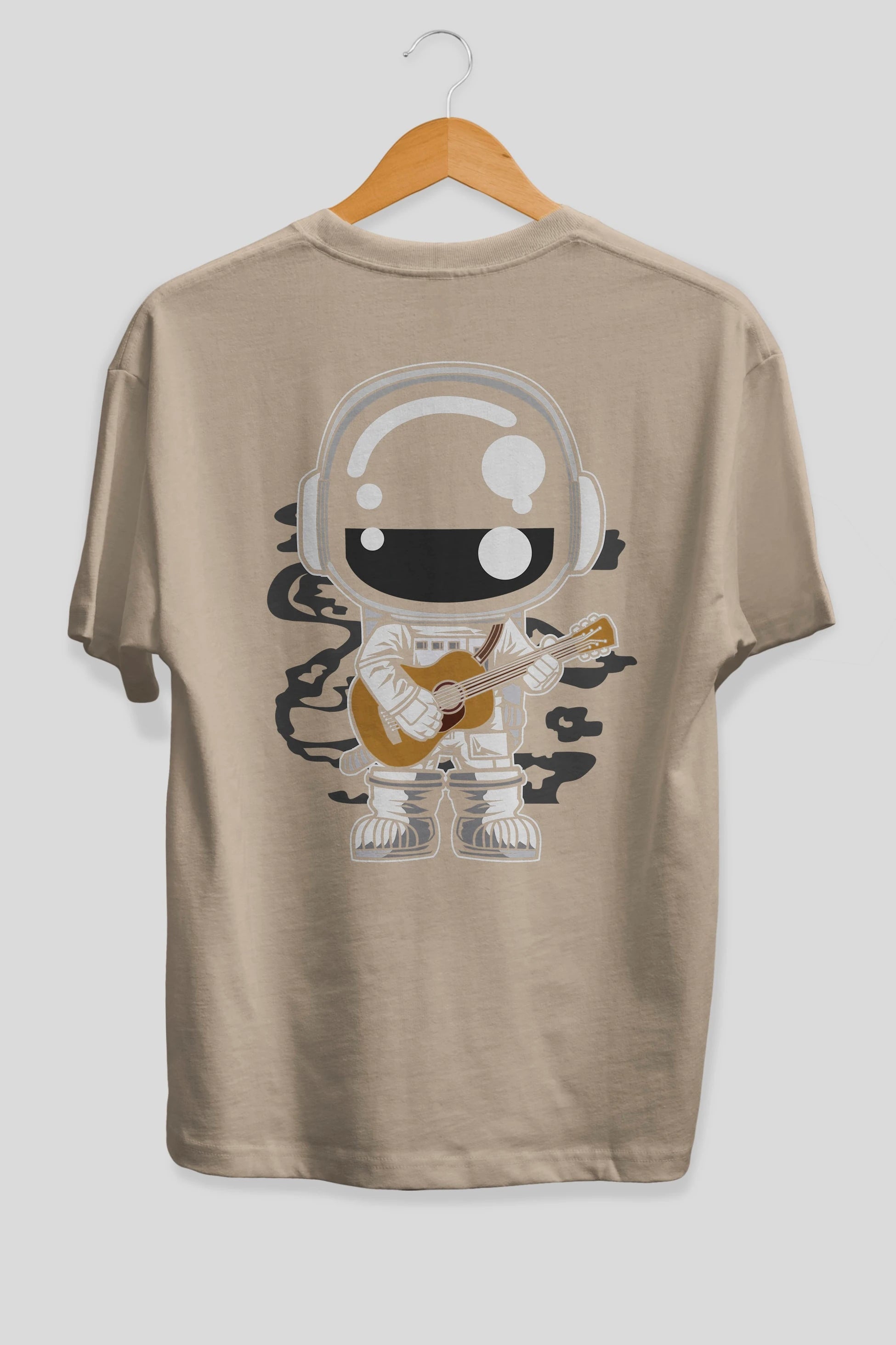 Astronaut Acoustic Guitar Arka Baskılı Oversize t-shirt Erkek Kadın Unisex