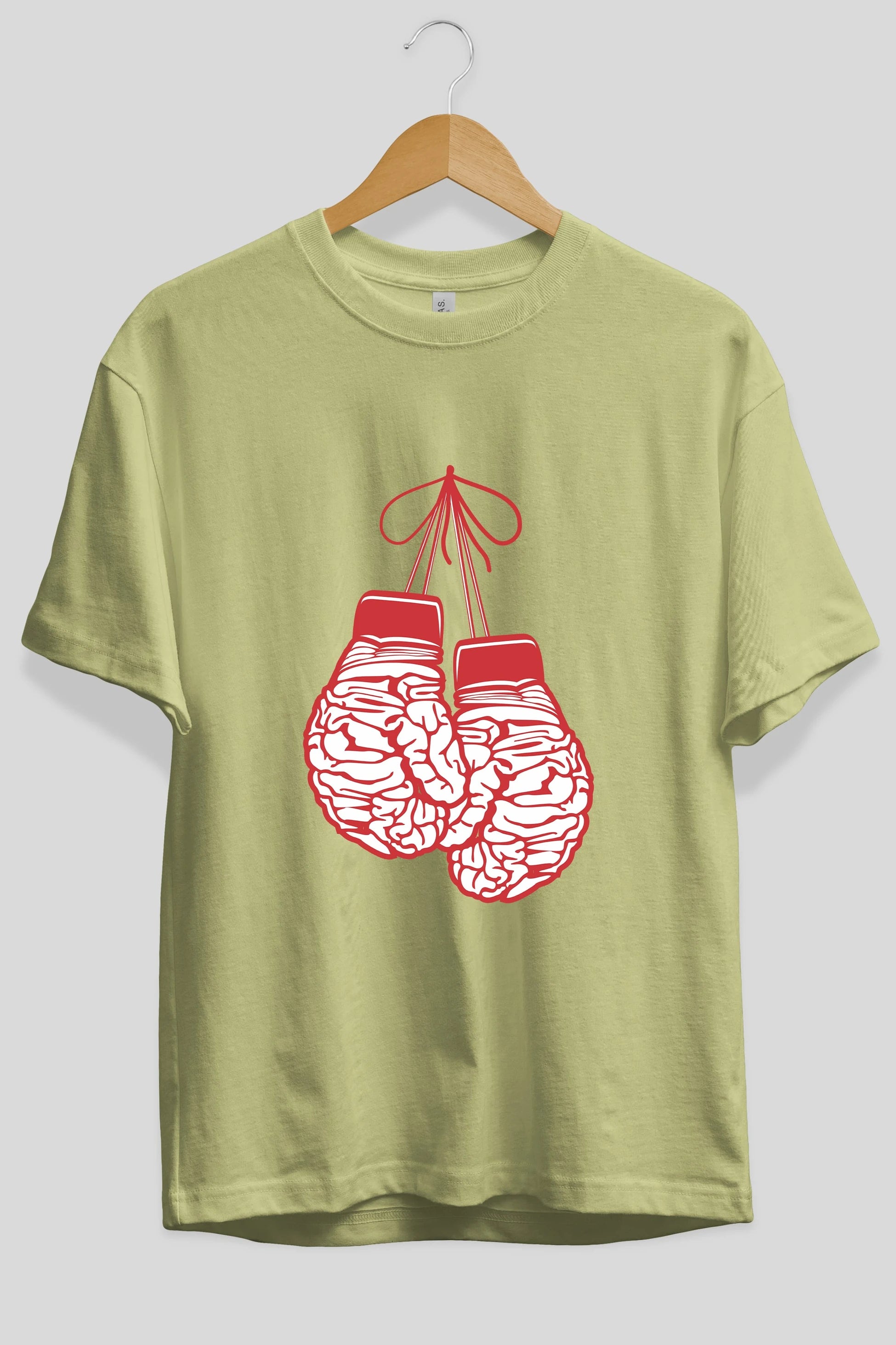 Brain Gloves Ön Baskılı Oversize t-shirt %100 pamuk Erkek Kadın Unisex