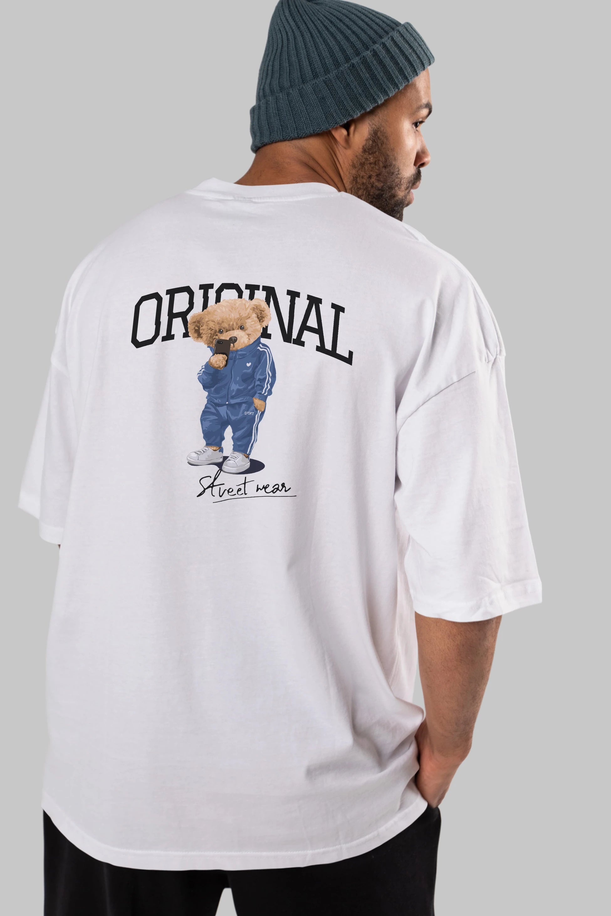 Teddy Bear Original Arka Baskılı Oversize t-shirt Erkek Kadın Unisex %100 Pamuk