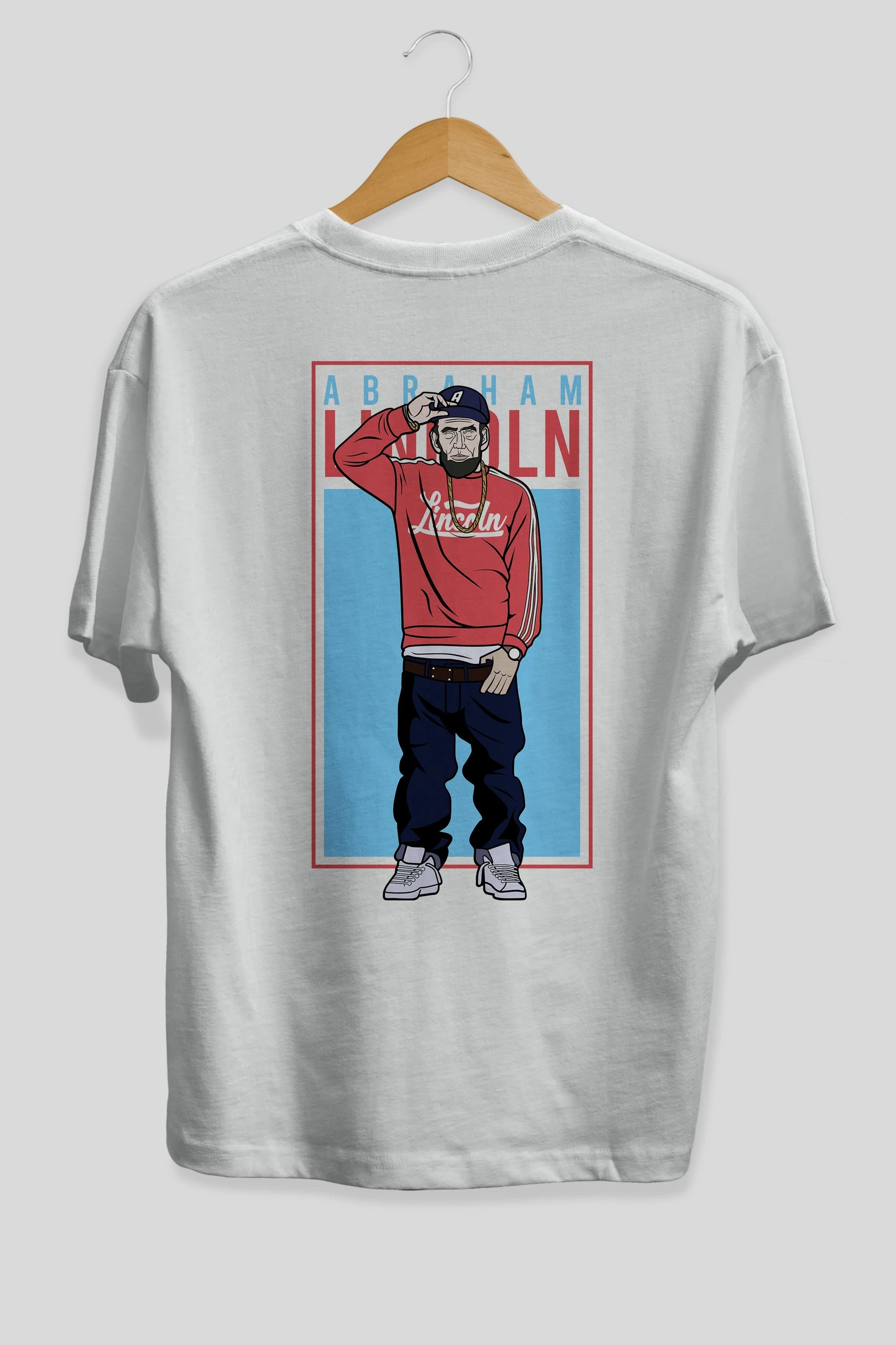 Abraham Lincoln Arka Baskılı Oversize t-shirt Erkek Kadın Unisex %100 Pamuk tişort