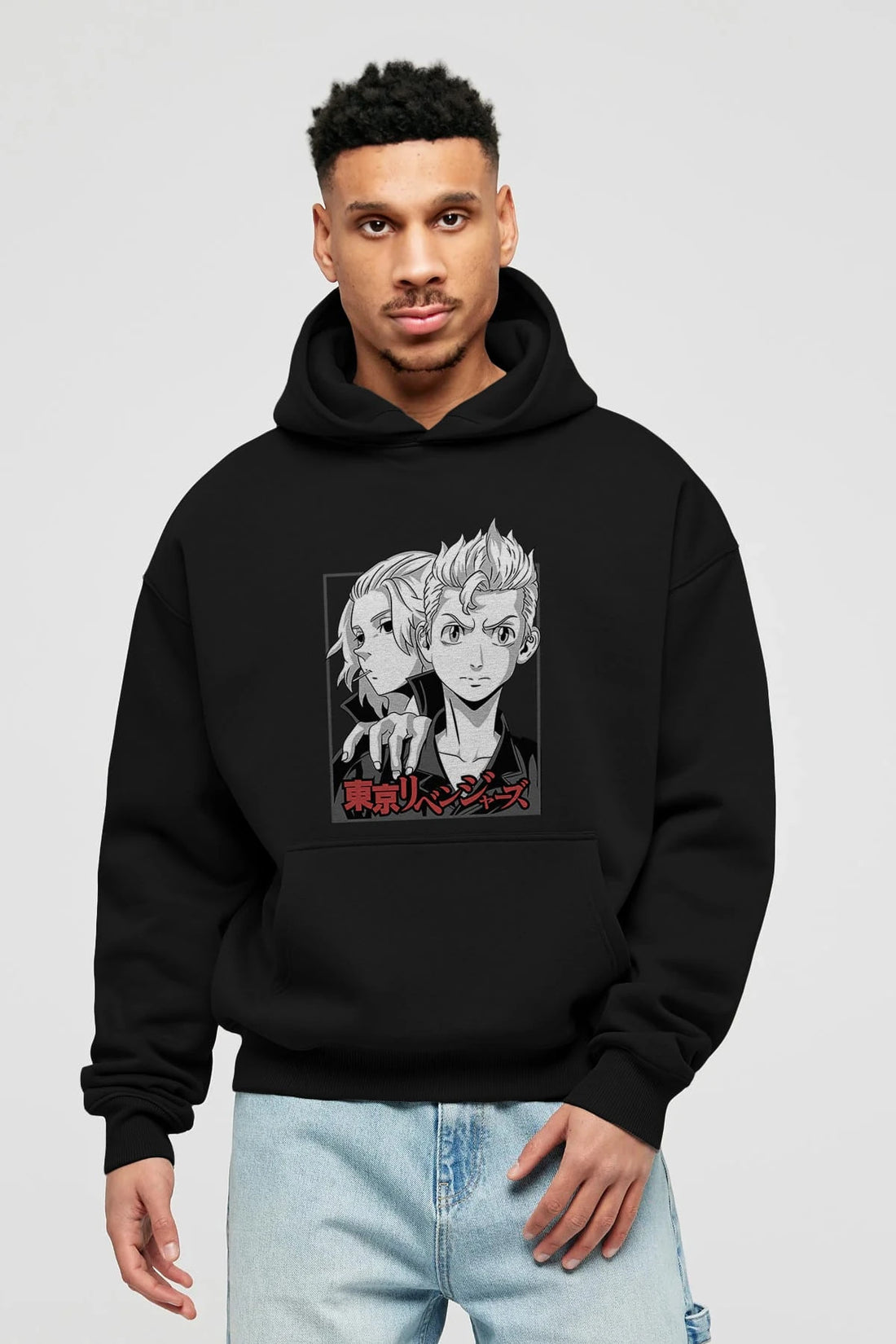 TOKYO REVENGERS Anime Ön Baskılı Hoodie Oversize Kapüşonlu Sweatshirt Erkek Kadın Unisex