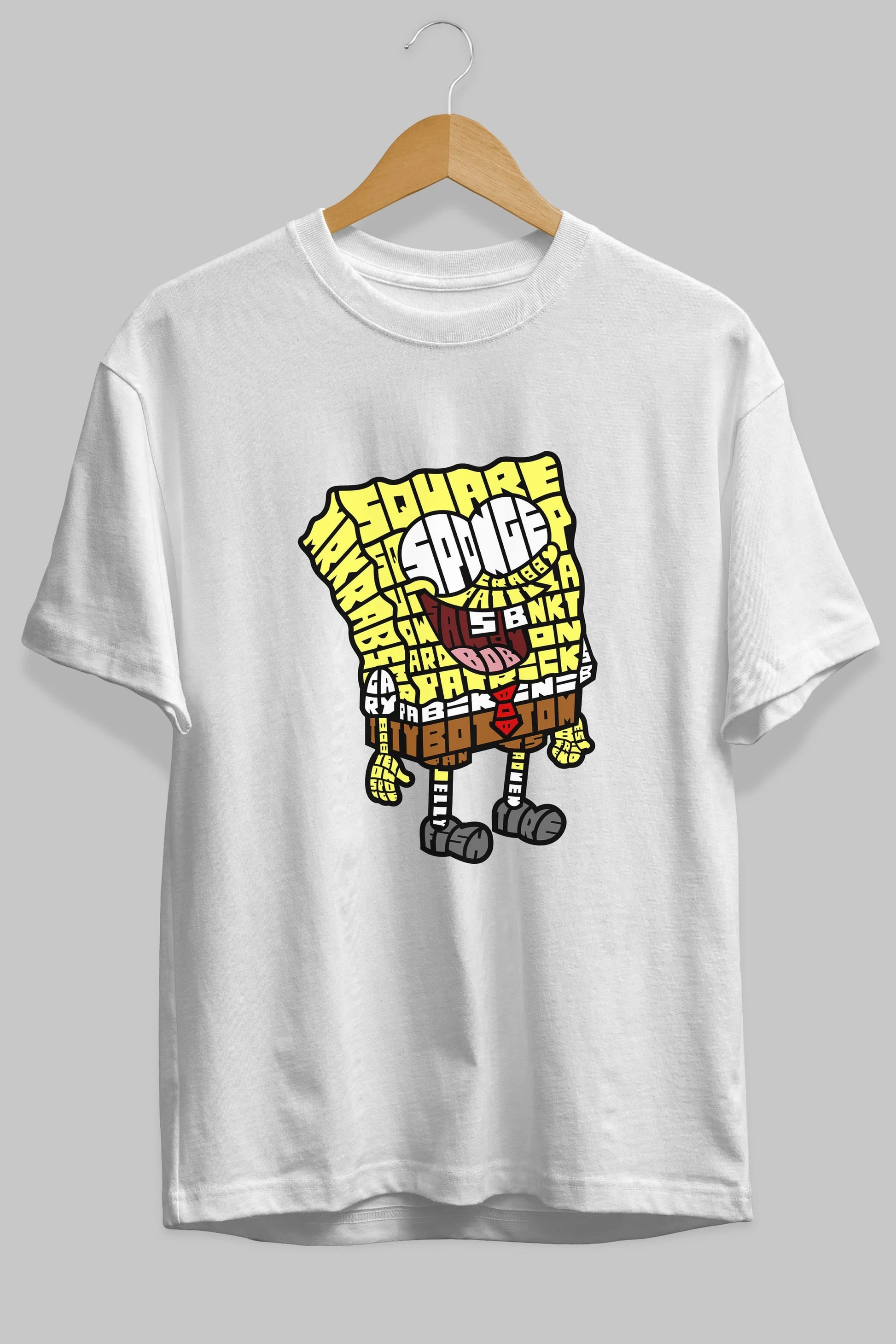 Yellow Sponge Ön Baskılı Oversize t-shirt %100 pamuk Erkek Kadın Unisex