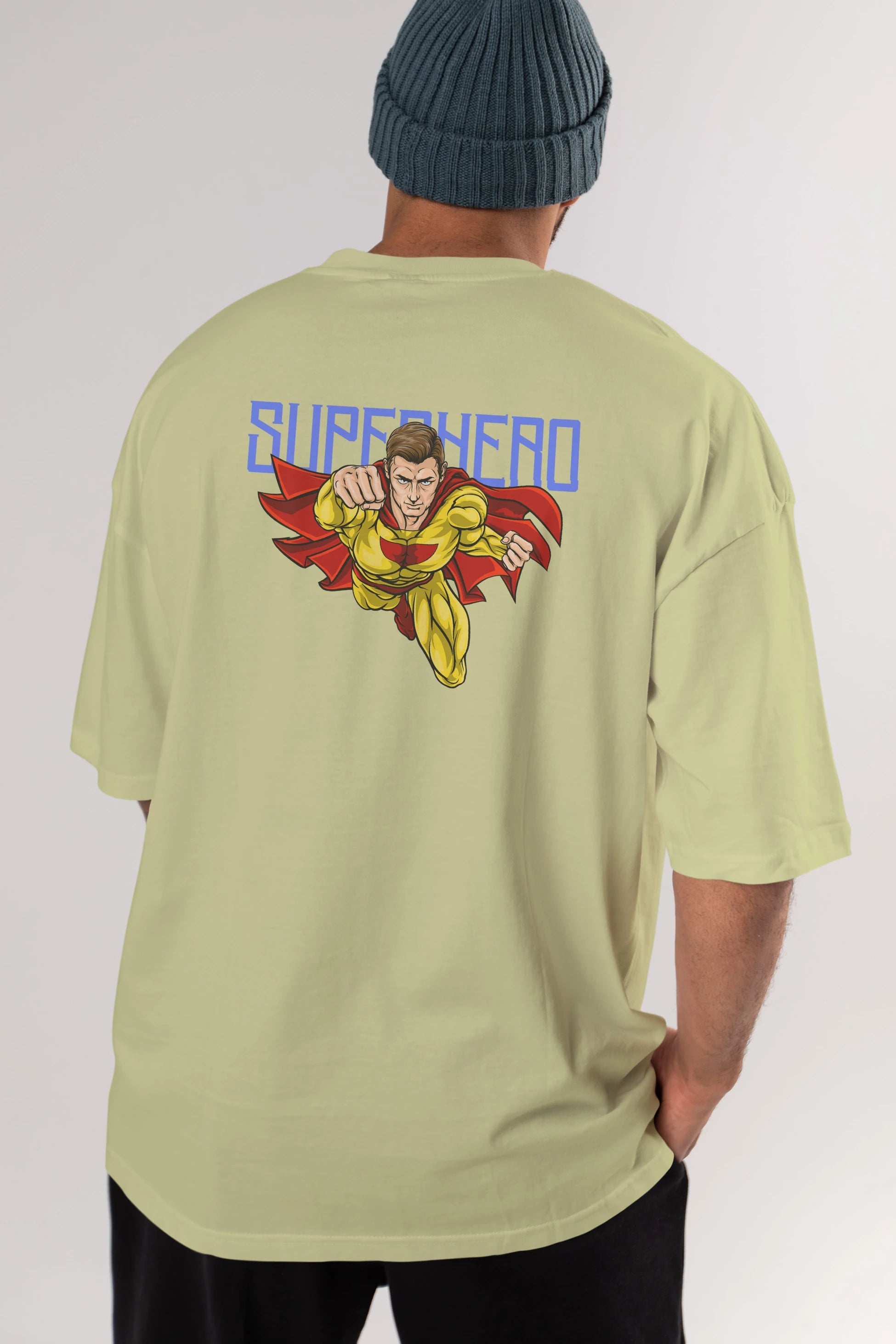 Super Hero Arka Baskılı Oversize t-shirt Erkek Kadın Unisex