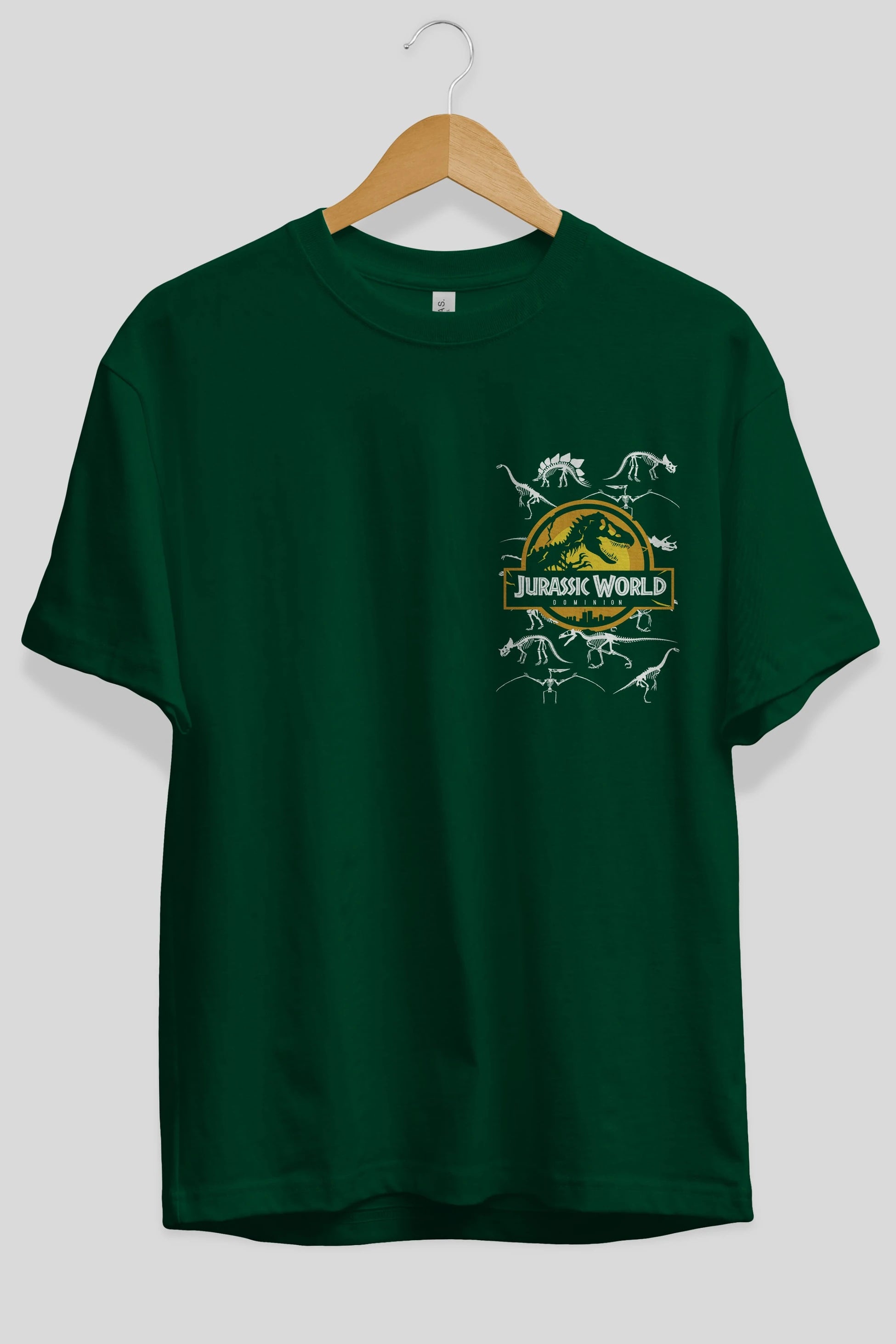 Jurassic Park (5) Ön Sol Baskılı Oversize t-shirt Erkek Kadın Unisex %100 Pamuk Bisiklet Yaka tişort