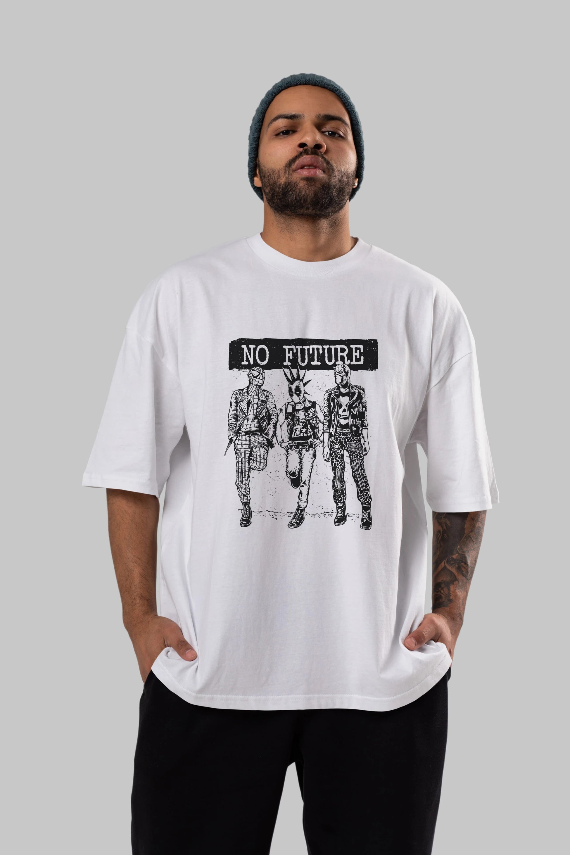 No Future Ön Baskılı Oversize t-shirt Erkek Kadın Unisex %100 Pamuk tişort
