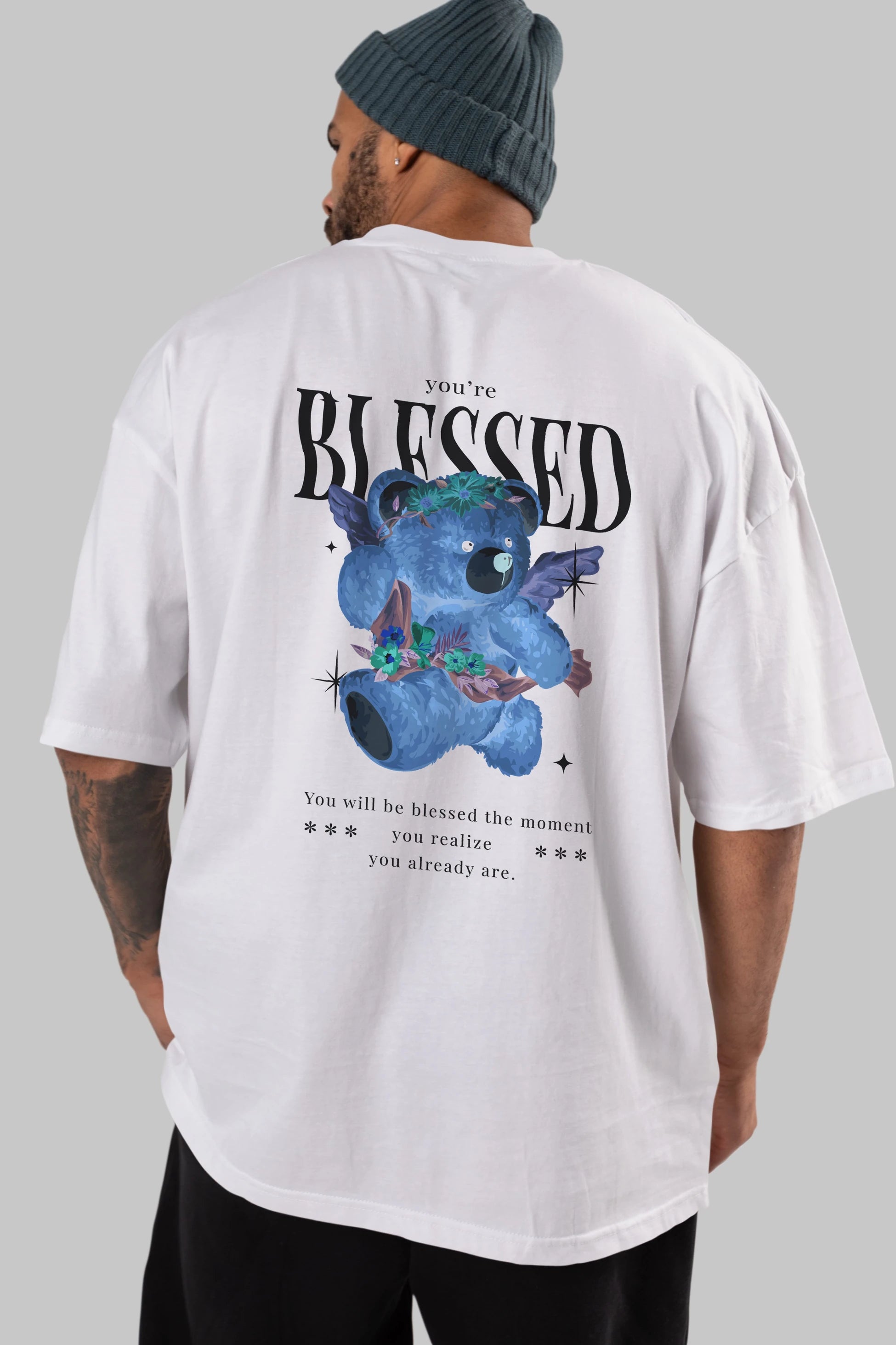 You are Blessed Bear Arka Baskılı Oversize t-shirt Erkek Kadın Unisex