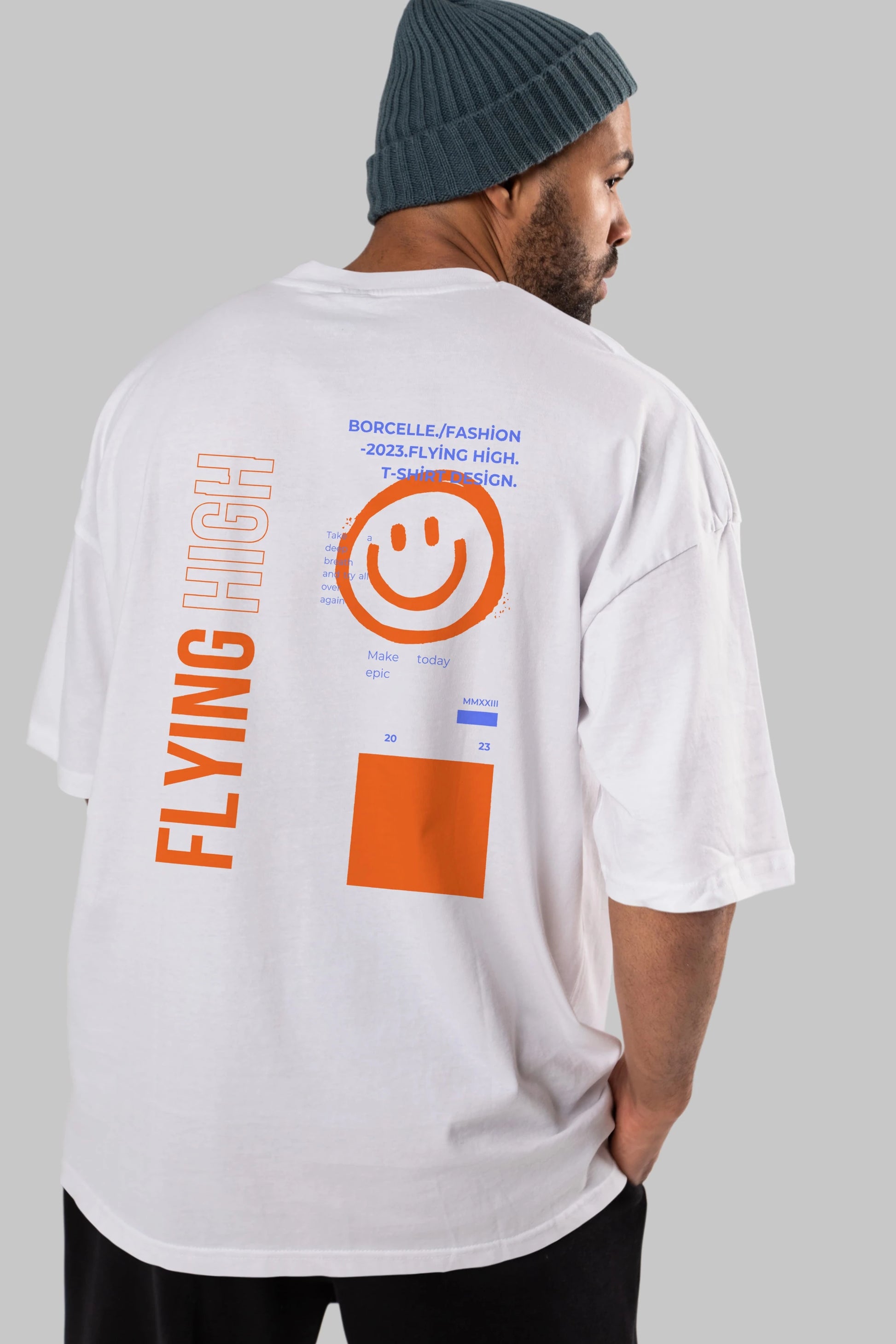 Flying High Yazılı Arka Baskılı Oversize t-shirt Erkek Kadın Unisex