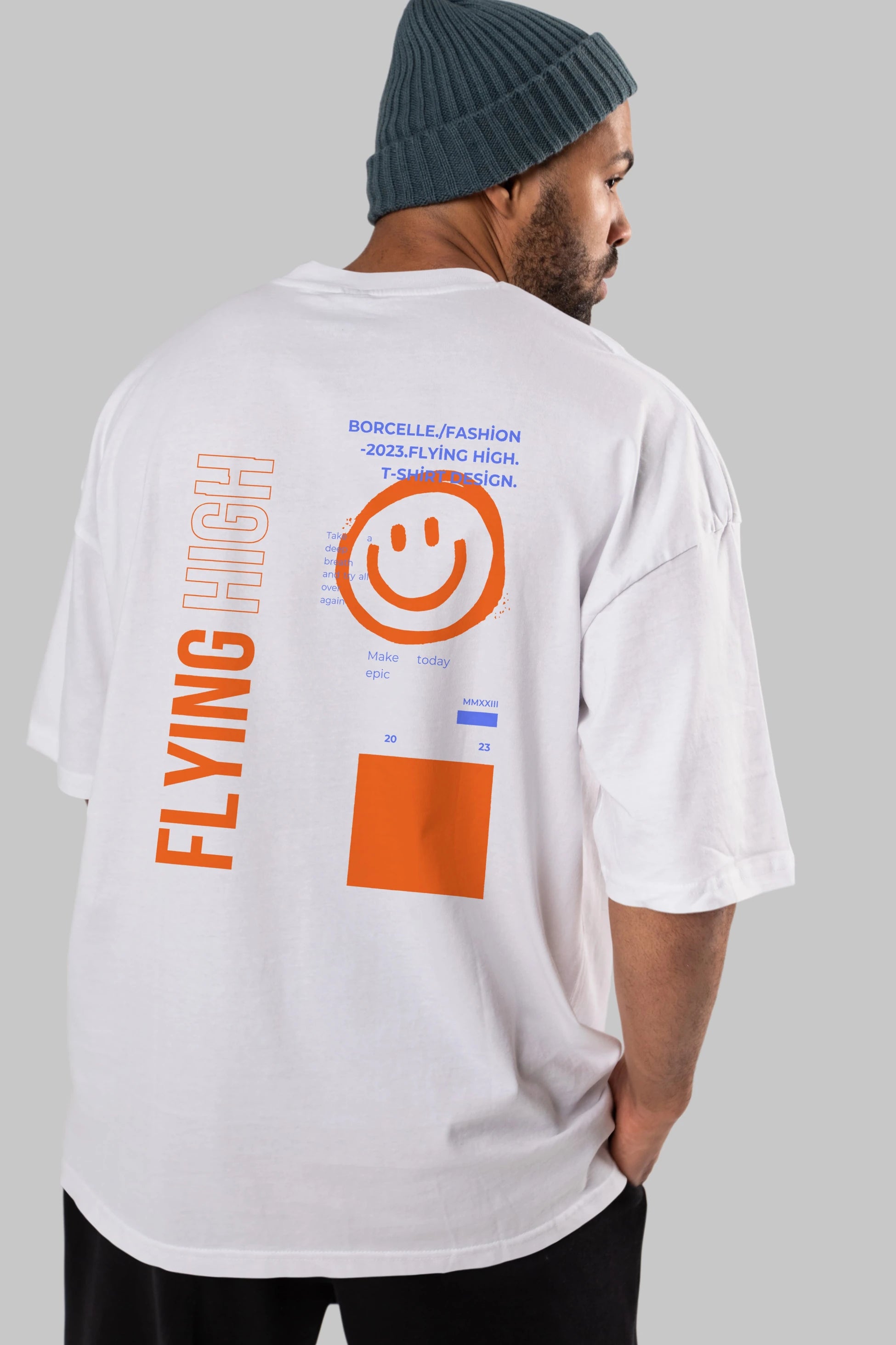 Flying High Yazılı Arka Baskılı Oversize t-shirt Erkek Kadın Unisex