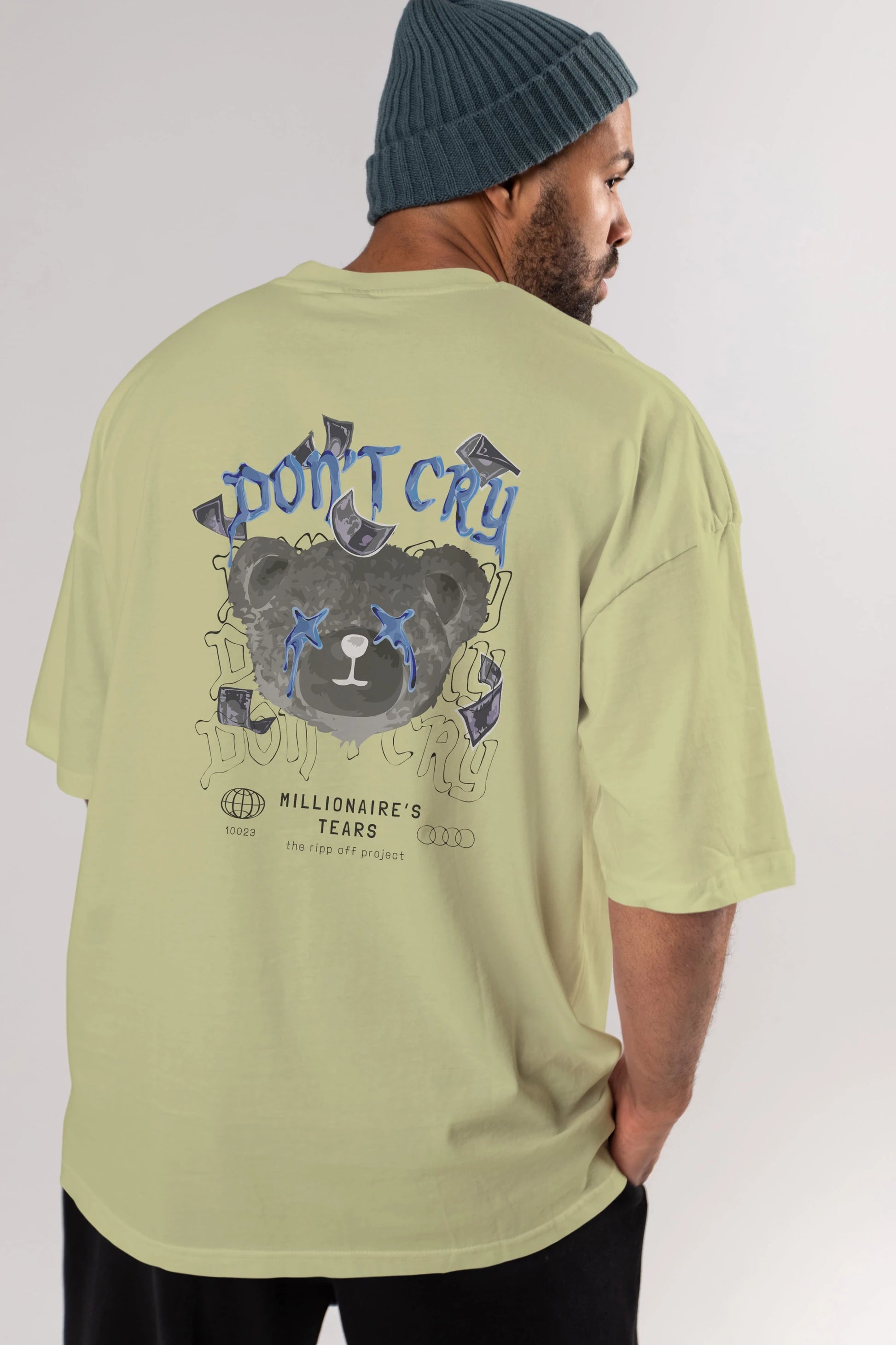 Dont Cry Bear Arka Baskılı Oversize t-shirt Erkek Kadın Unisex