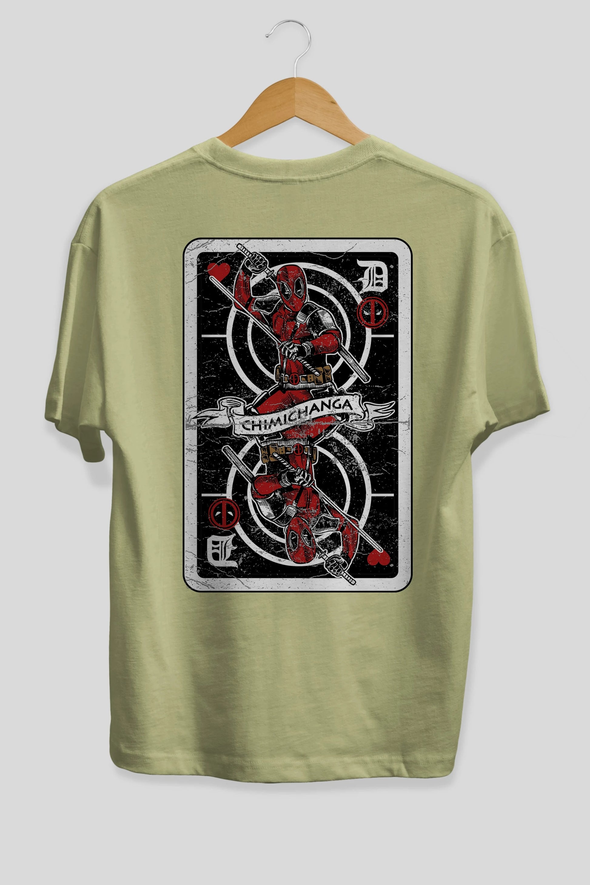 Deadpool Card Arka Baskılı Oversize t-shirt Erkek Kadın Unisex %100 Pamuk