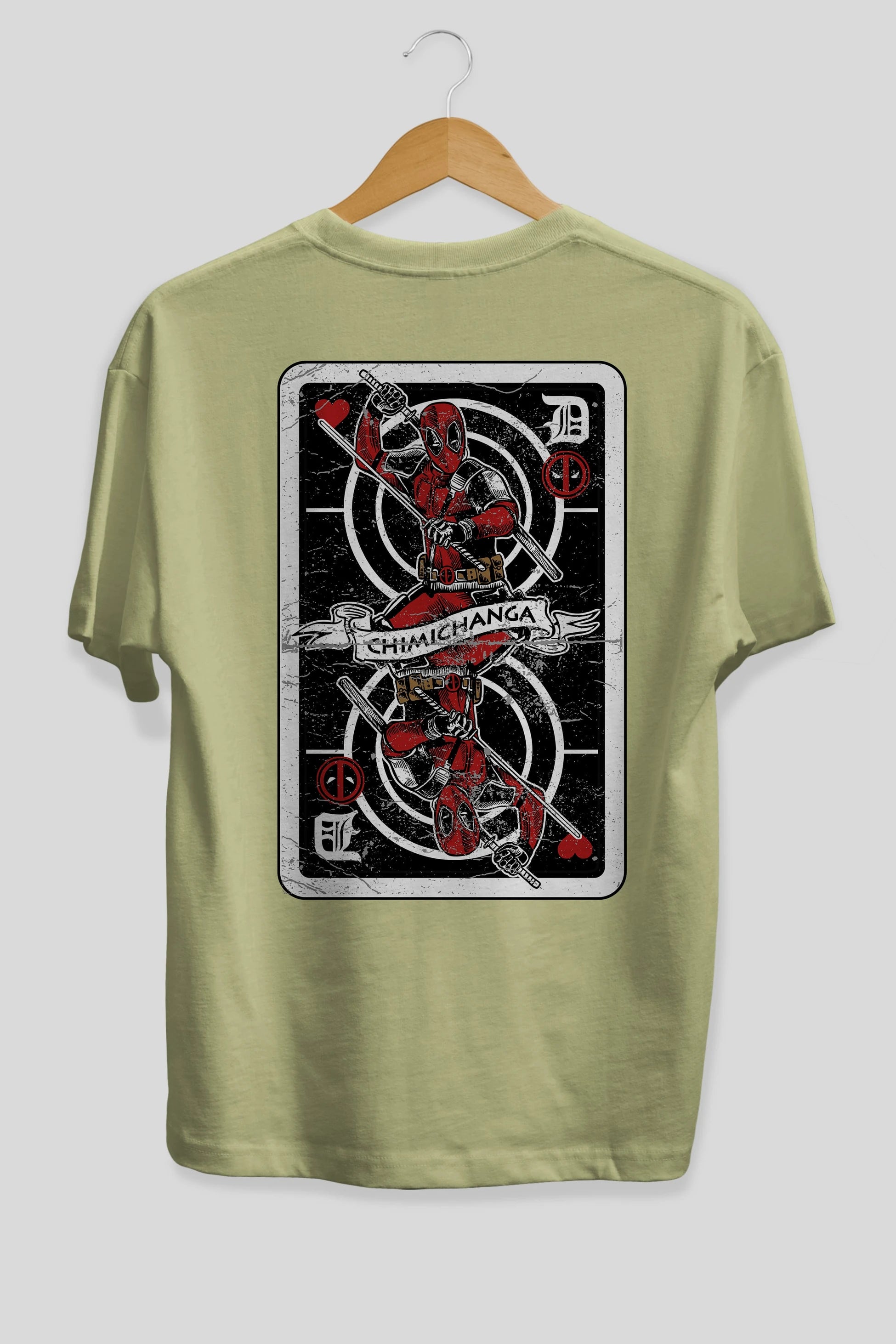 Deadpool Card Arka Baskılı Oversize t-shirt Erkek Kadın Unisex %100 Pamuk