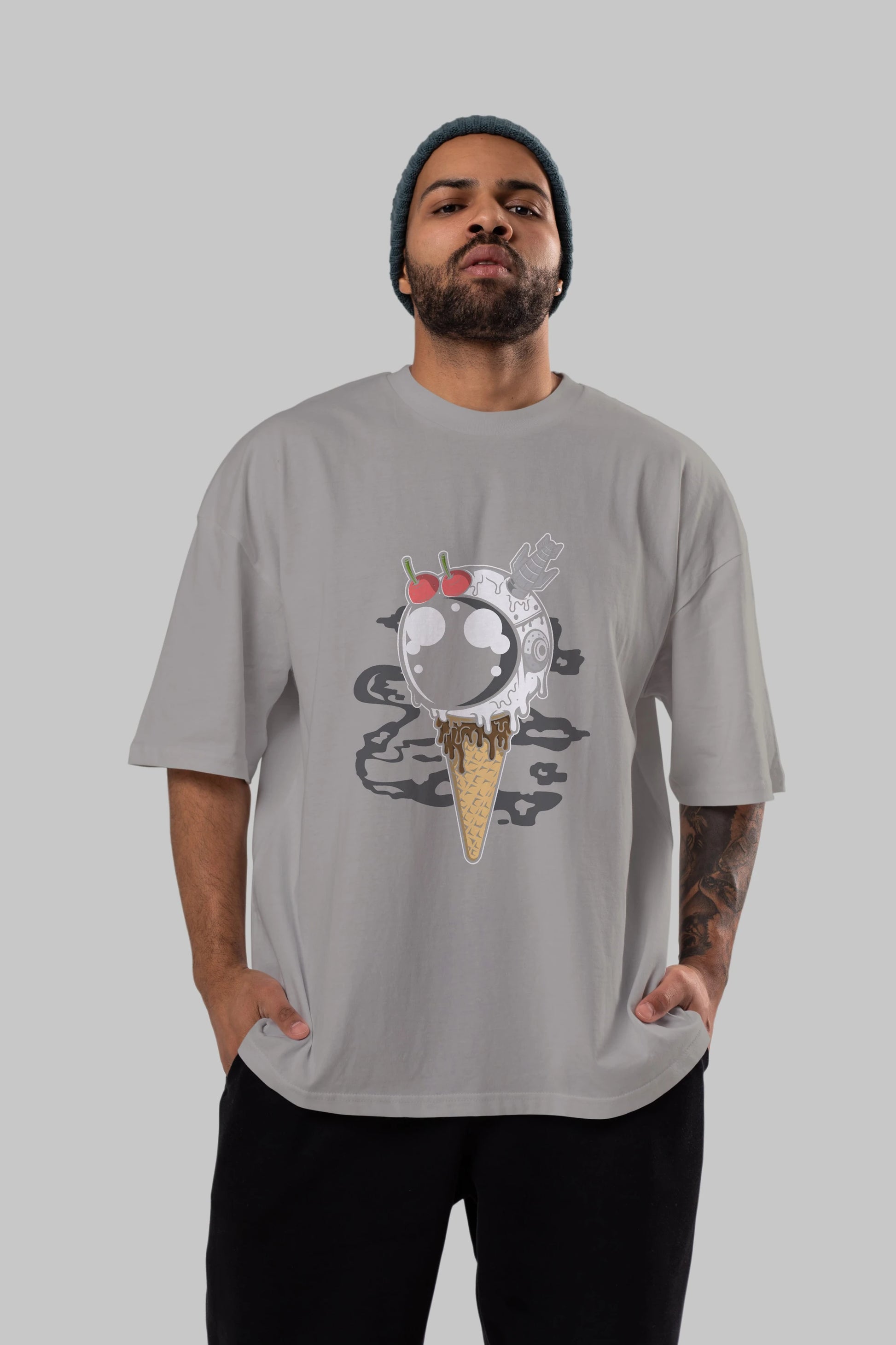 Astronaut Ice Cream Ön Baskılı Oversize t-shirt Erkek Kadın Unisex