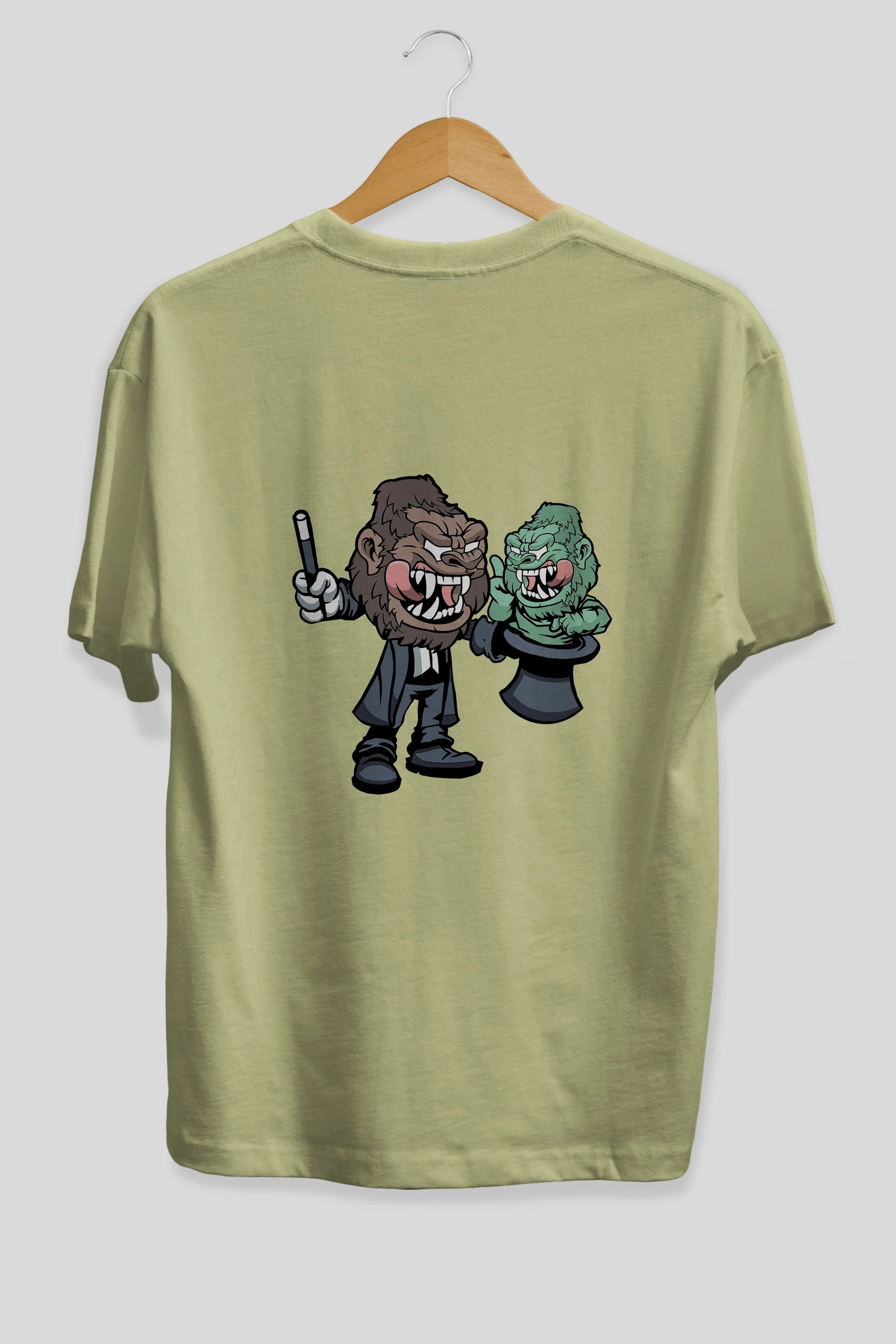 Gorilla Magician Arka Baskılı Oversize t-shirt Erkek Kadın Unisex %100 Pamuk tişort