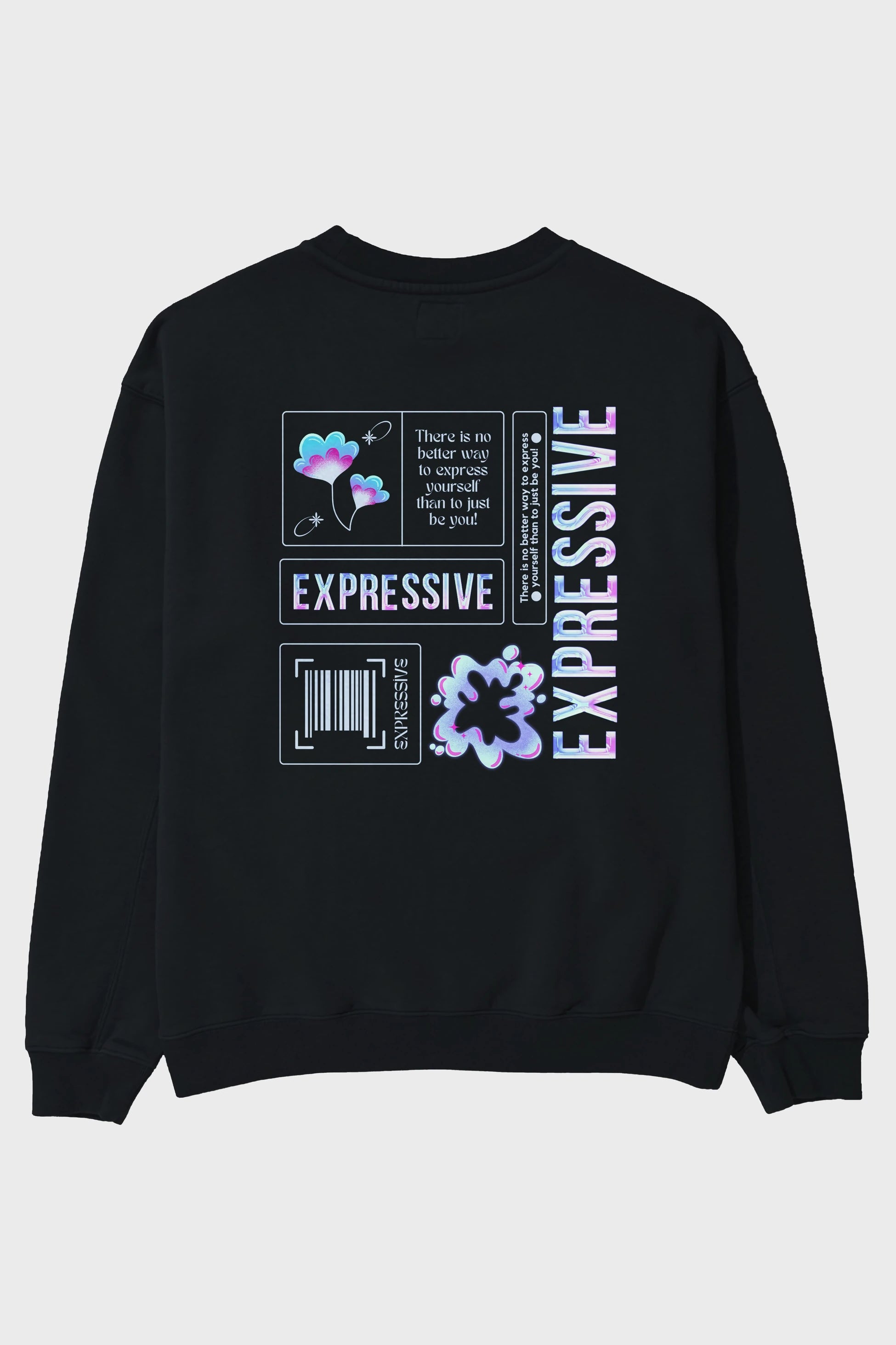 Expressive Streetwear Arka Baskılı Oversize Sweatshirt Erkek Kadın Unisex