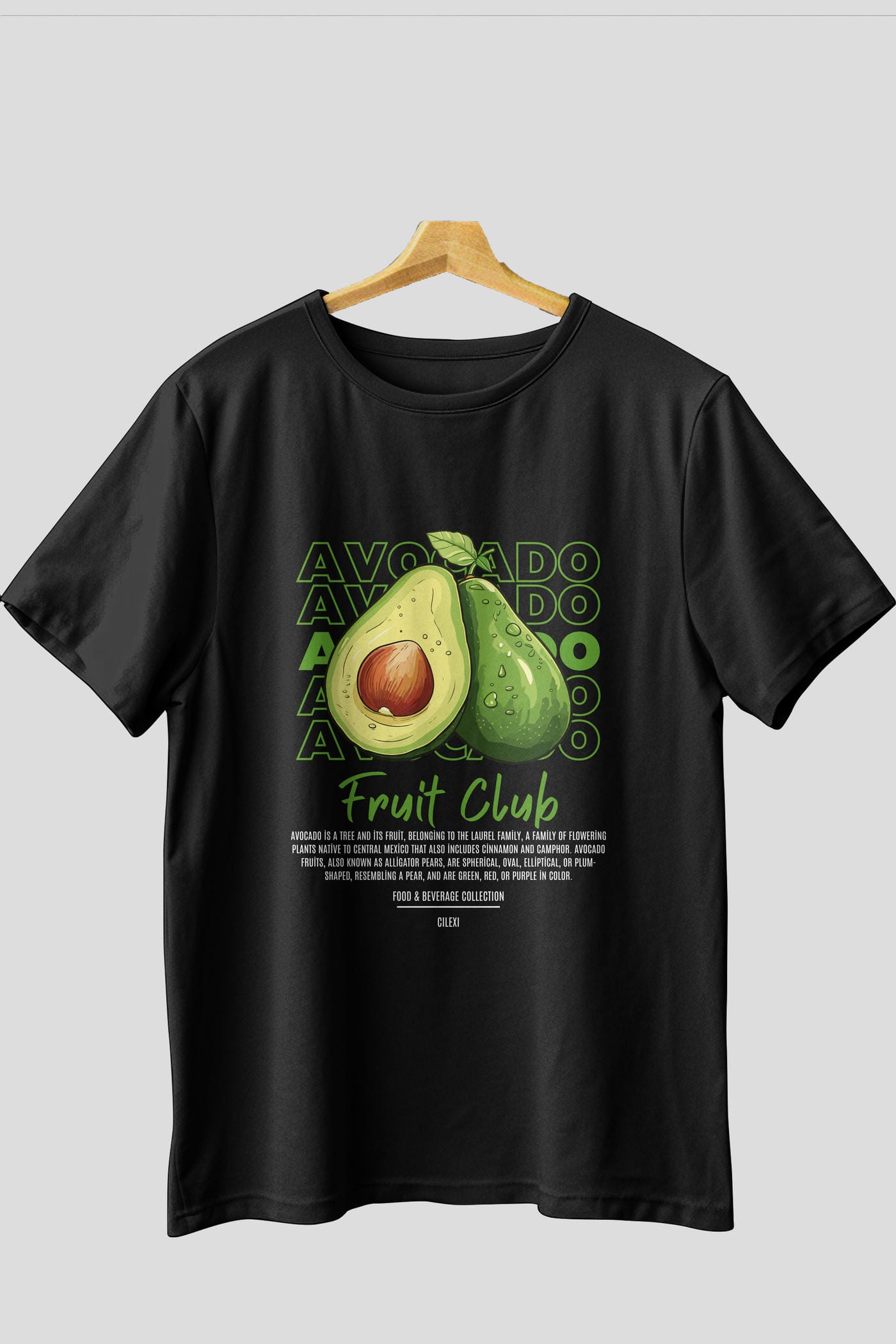 Avocado Ön Baskılı Oversize t-shirt Erkek Kadın Pamuk Bisiklet Yaka tişort