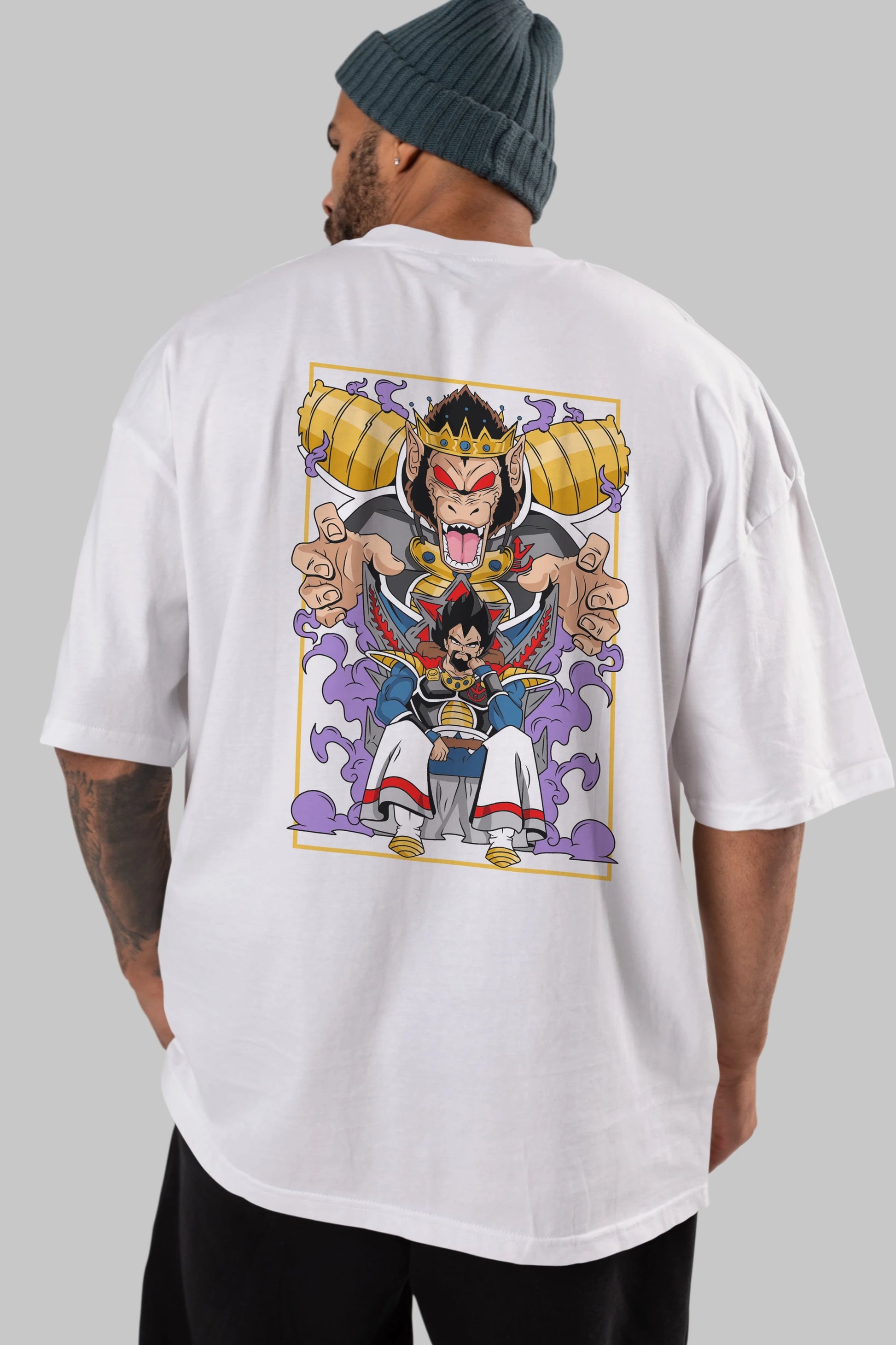 DragonBall ReyVegeta Anime Arka Baskılı Oversize t-shirt Erkek Kadın Unisex