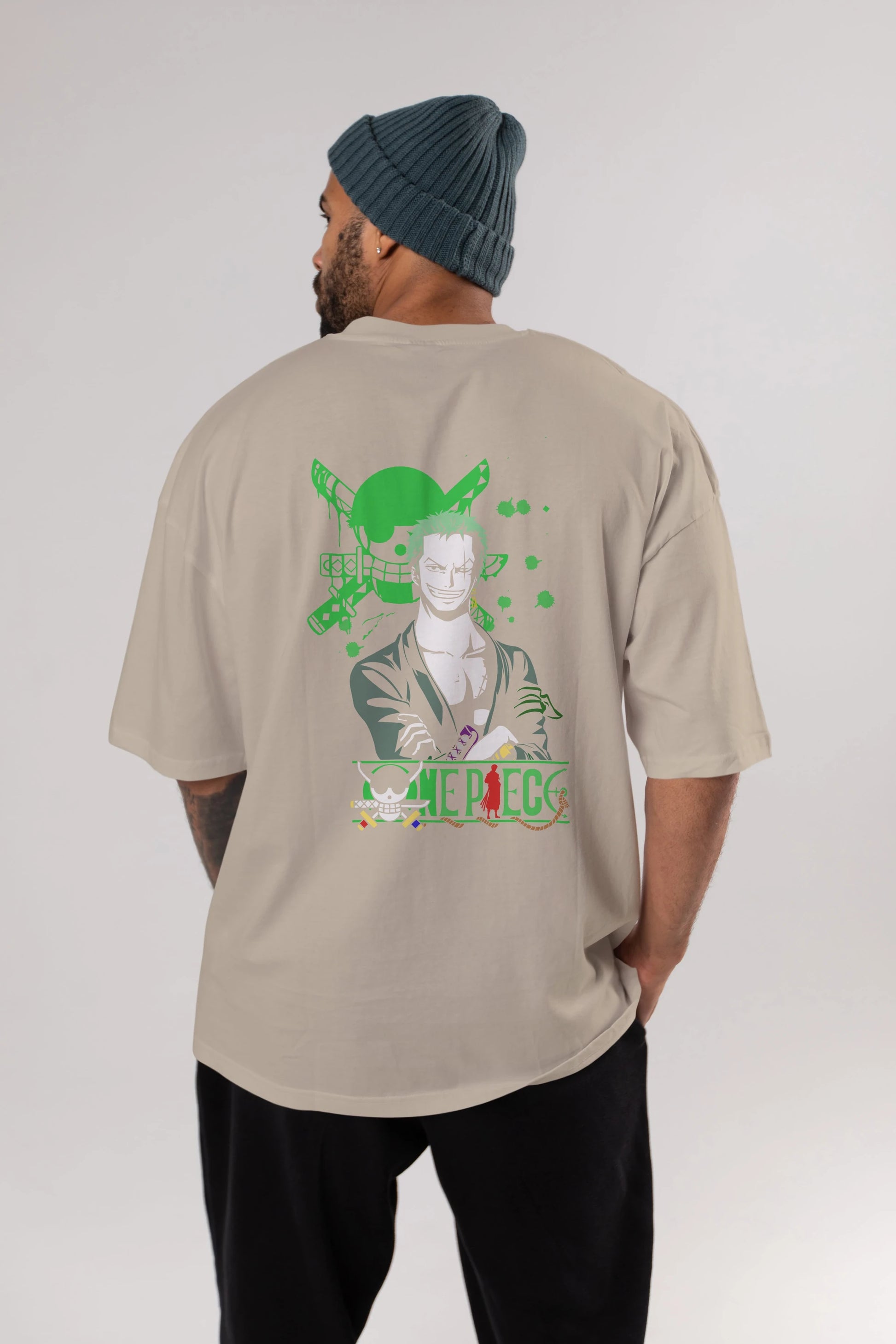 Roronoa Zoro 2 Anime Arka Baskılı Oversize t-shirt Erkek Kadın Unisex %100 pamuk tişort