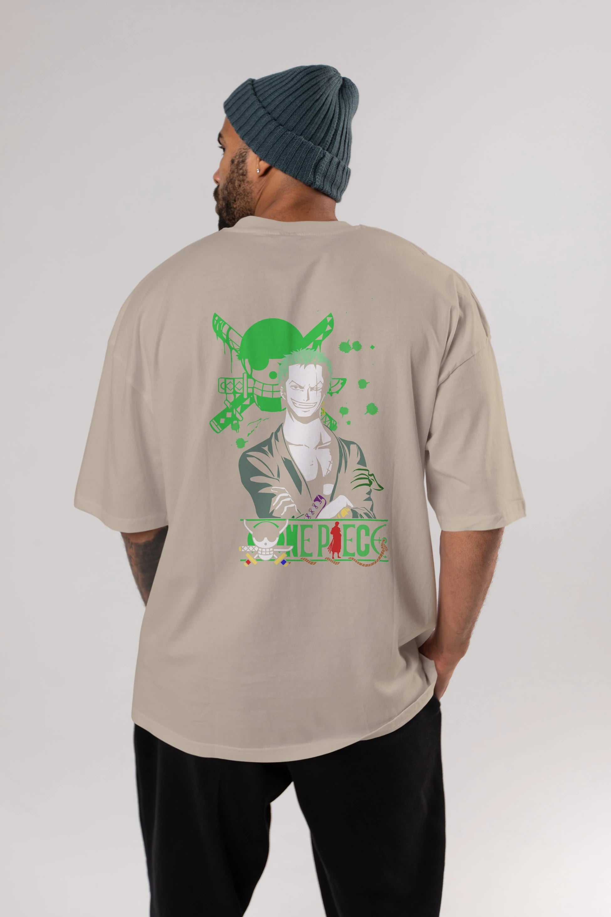 Roronoa Zoro 2 Anime Arka Baskılı Oversize t-shirt Erkek Kadın Unisex %100 pamuk tişort