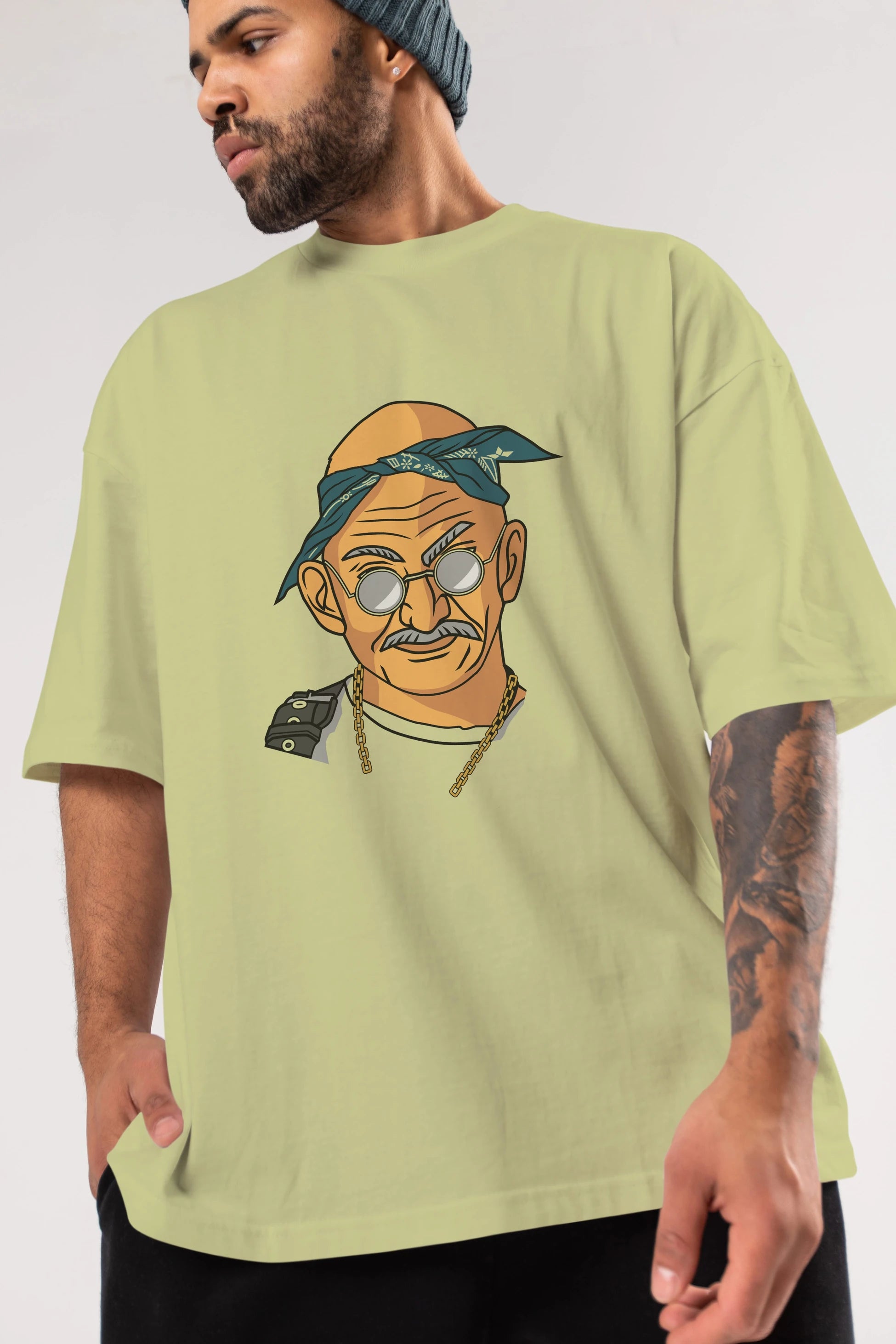 Tupac Gandhi Ön Baskılı Oversize t-shirt Erkek Kadın Unisex %100 Pamuk tişort