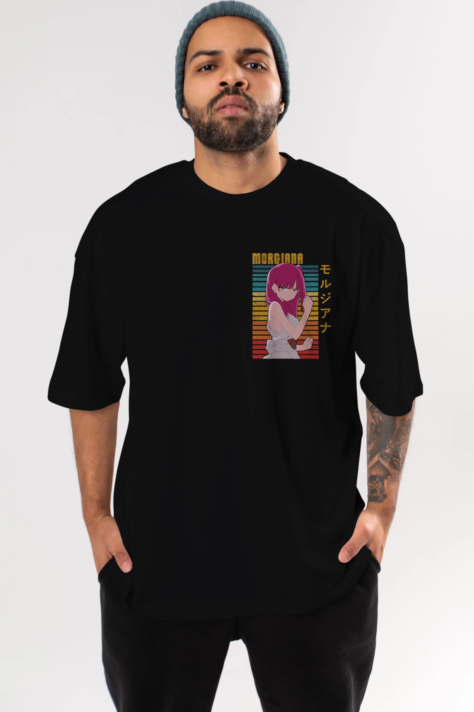 Morgiana 3 Ön Sol Baskılı Oversize t-shirt Erkek Kadın Unisex %100 Pamuk Bisiklet Yaka tişort