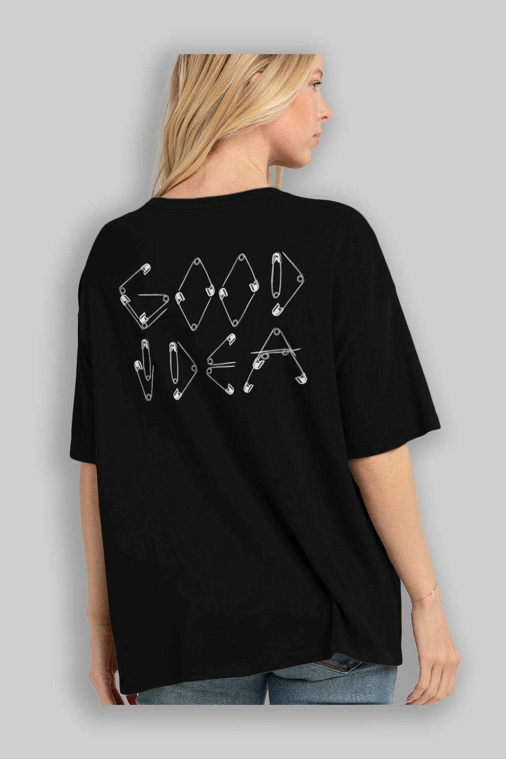 Good Idea Arka Baskılı Oversize t-shirt %100 pamuk Erkek Kadın Unisex