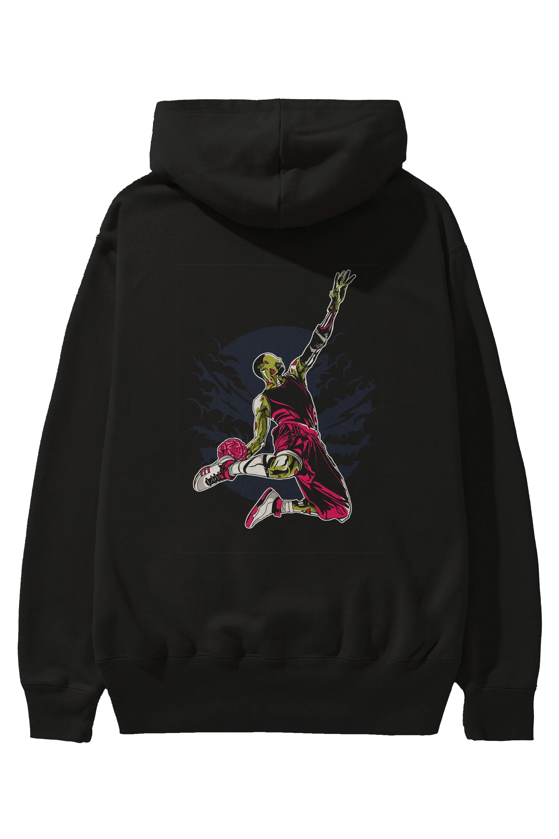 Zombie Slam Dunk Arka Baskılı Hoodie Oversize Kapüşonlu Sweatshirt Erkek Kadın Unisex