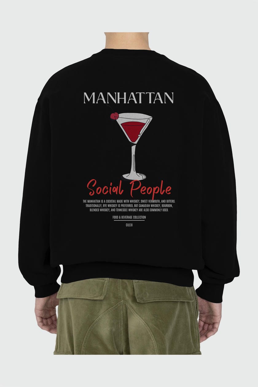 Manhattan Arka Baskılı Oversize Sweatshirt Erkek Kadın Unisex