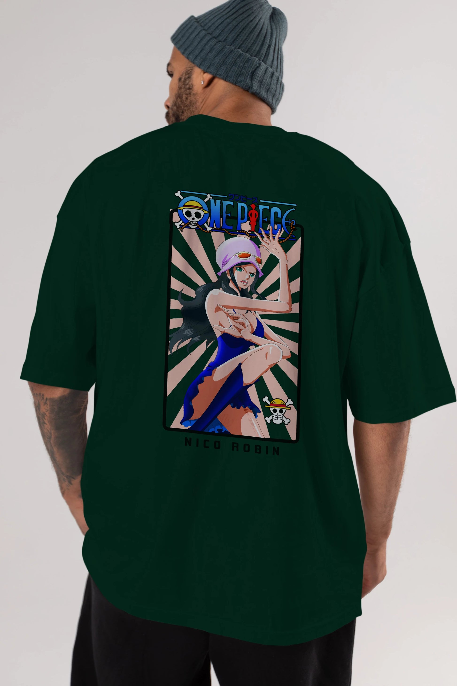 Nico Robin Anime Arka Baskılı Oversize t-shirt Erkek Kadın Unisex %100 pamuk tişort
