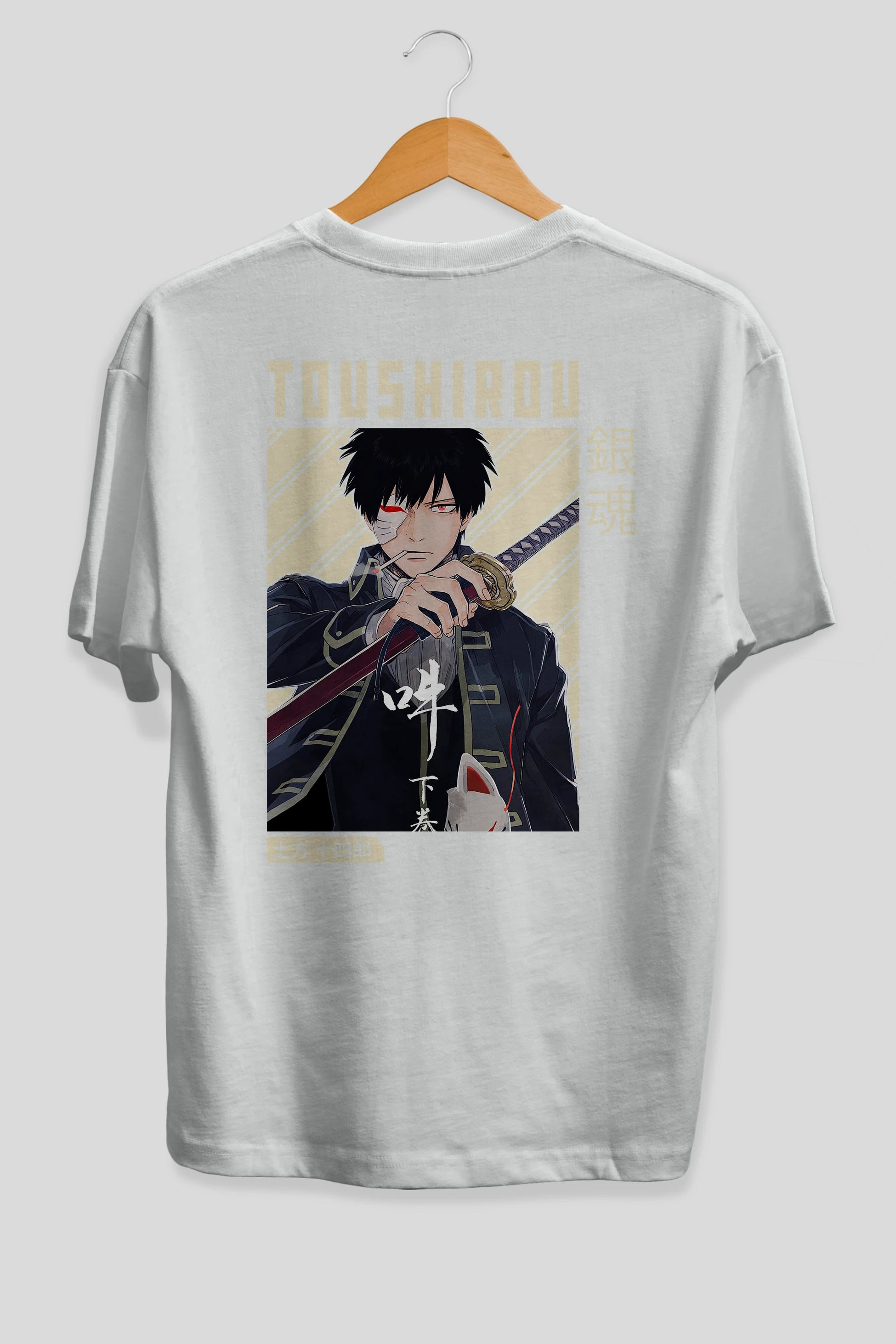 Toushirou Hijikata Anime Arka Baskılı Oversize t-shirt Erkek Kadın Unisex
