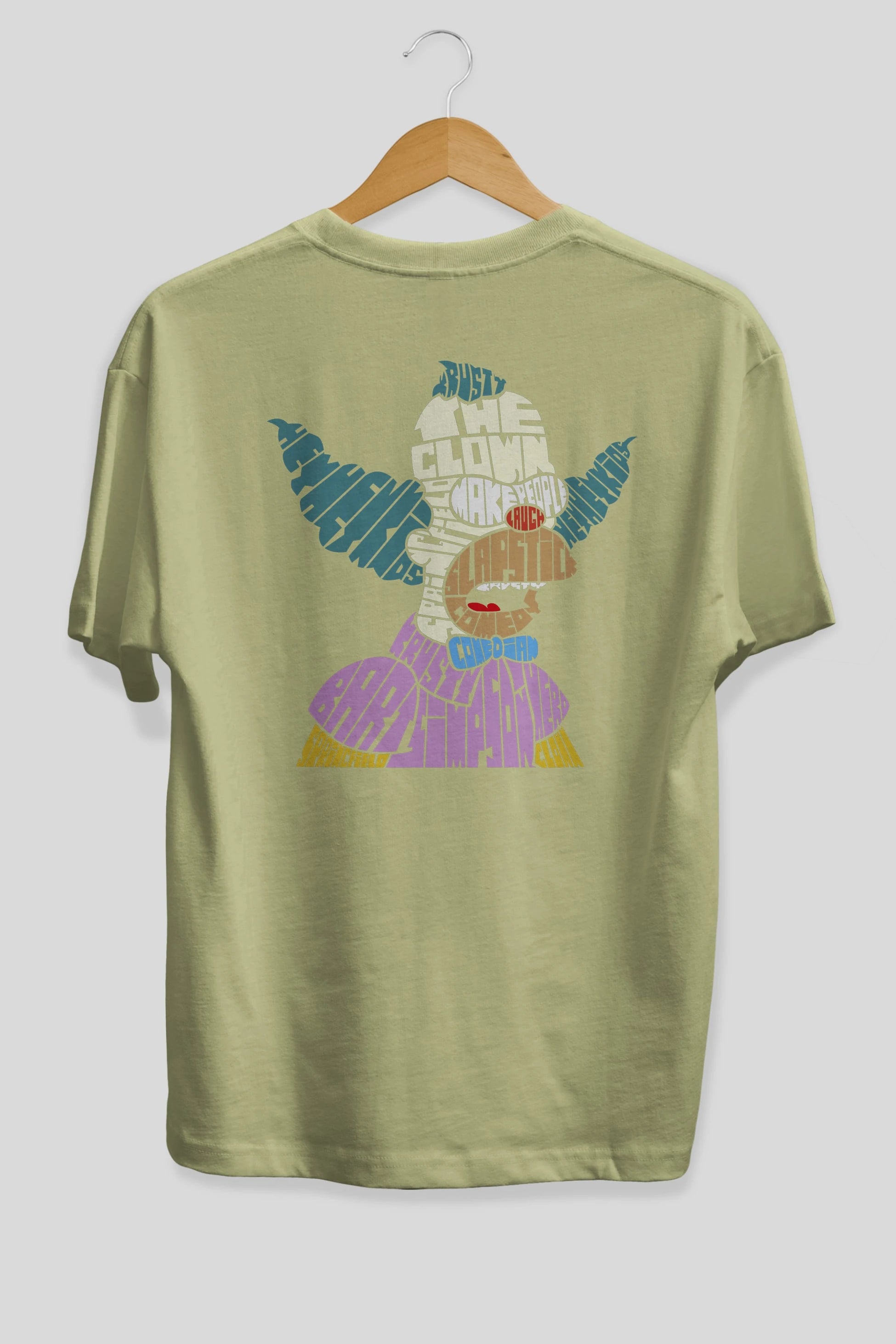 Krusty Clown Arka Baskılı Oversize t-shirt %100 pamuk Erkek Kadın Unisex